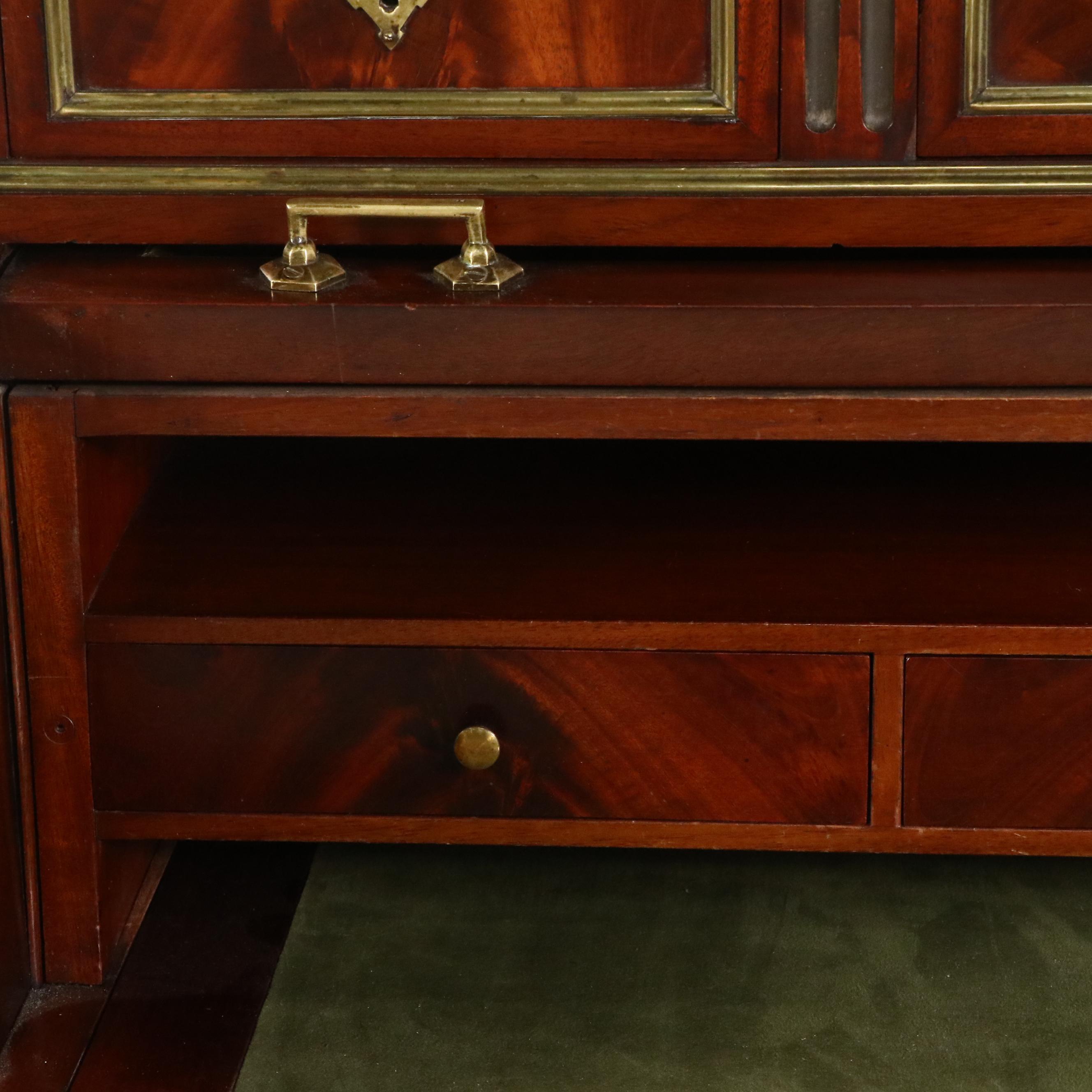 Louis XVI Style Brass Mounted Mahogany Cylinder Desk, Circa 1880