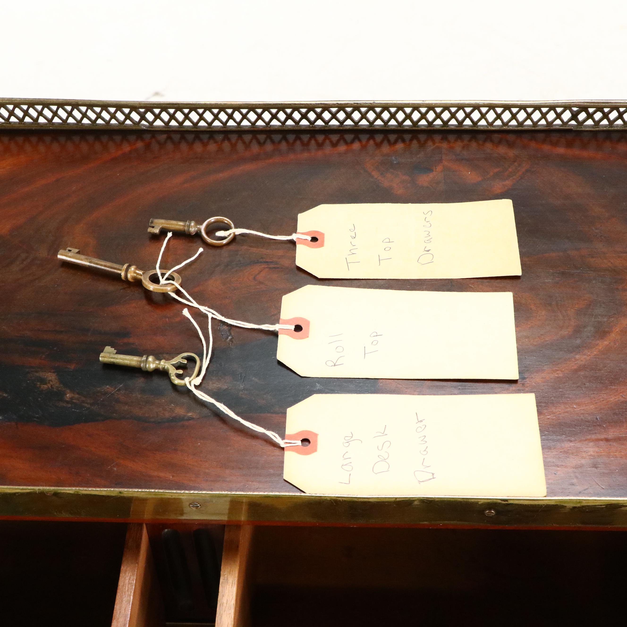 Louis XVI Style Brass Mounted Mahogany Cylinder Desk, Circa 1880