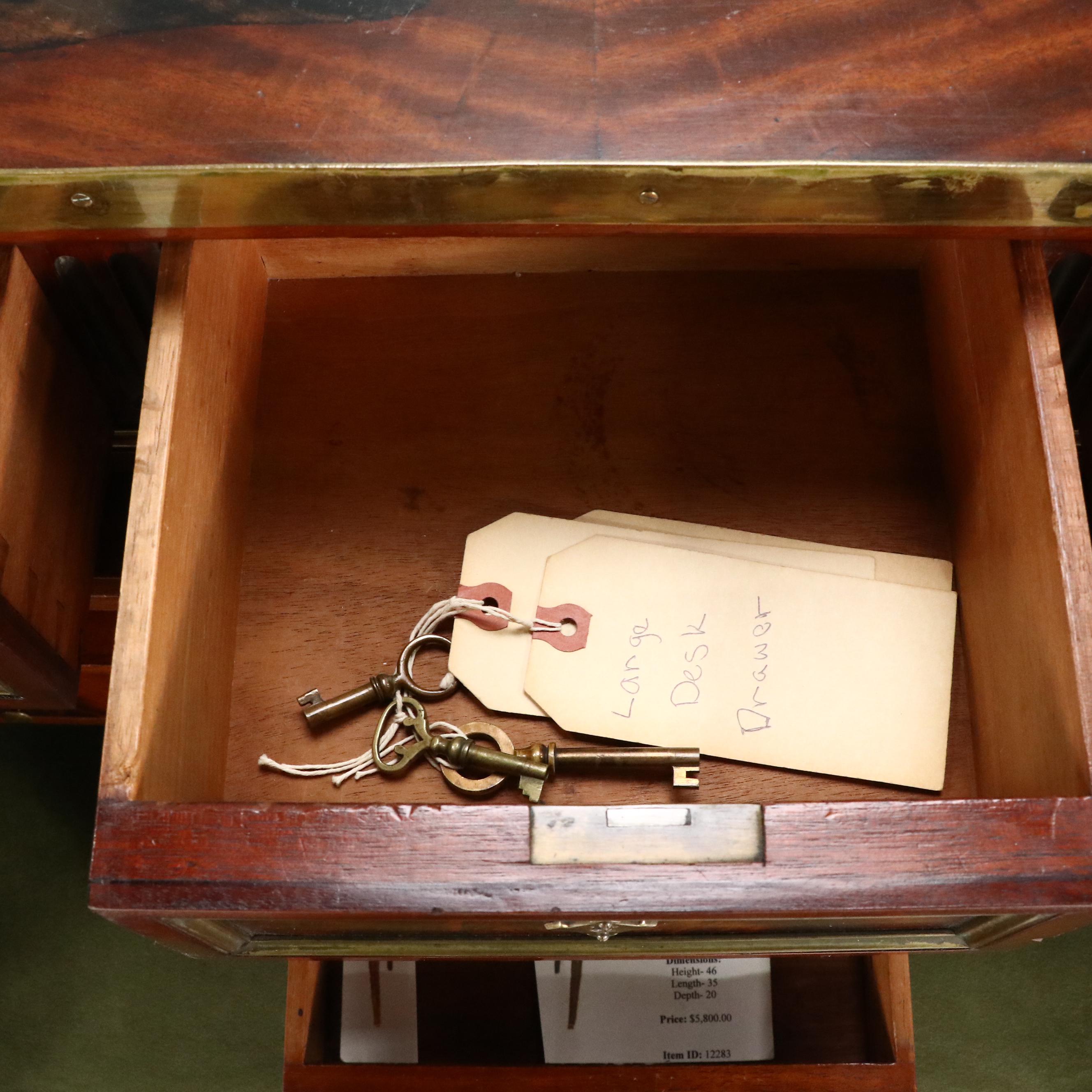 Louis XVI Style Brass Mounted Mahogany Cylinder Desk, Circa 1880