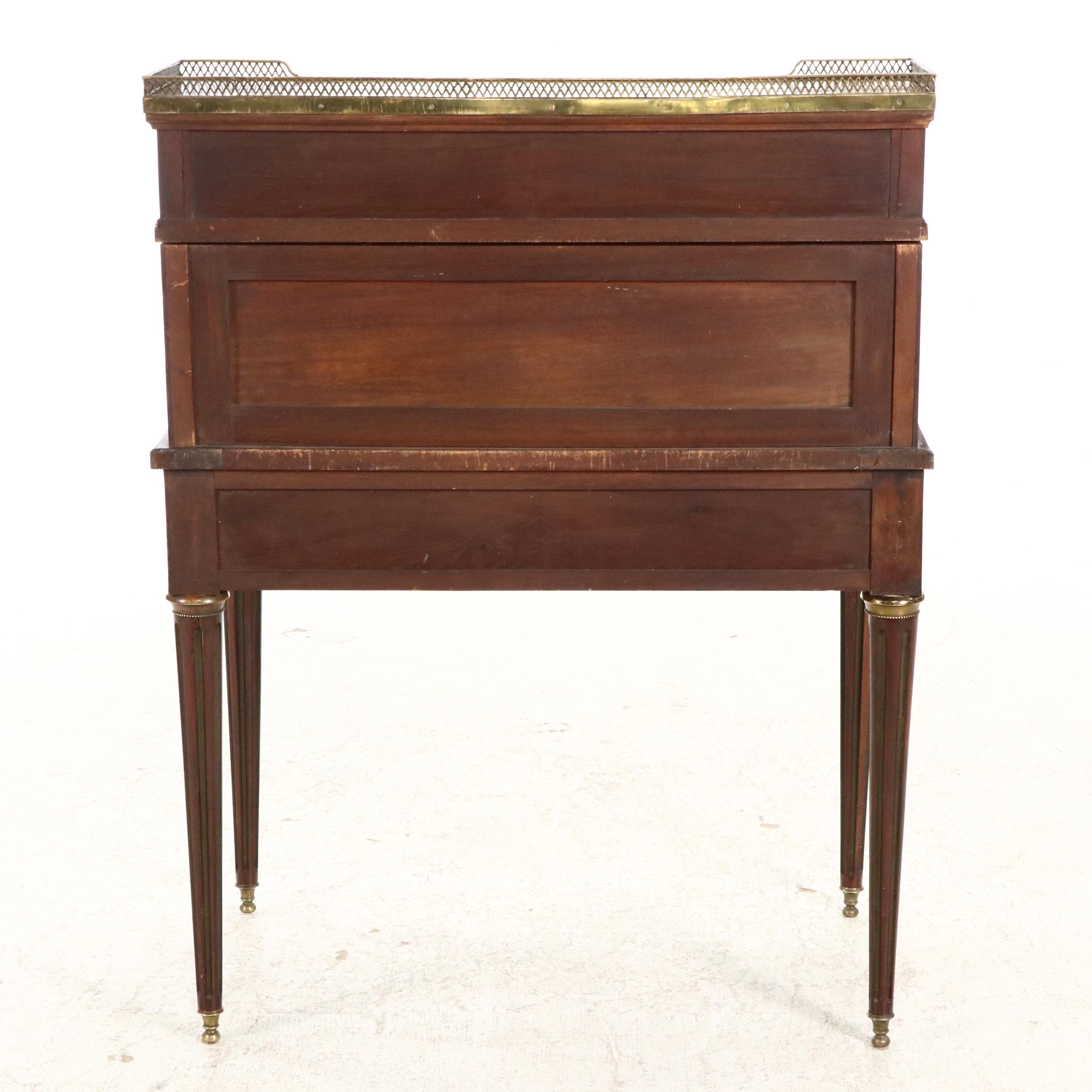 Louis XVI Style Brass Mounted Mahogany Cylinder Desk, Circa 1880