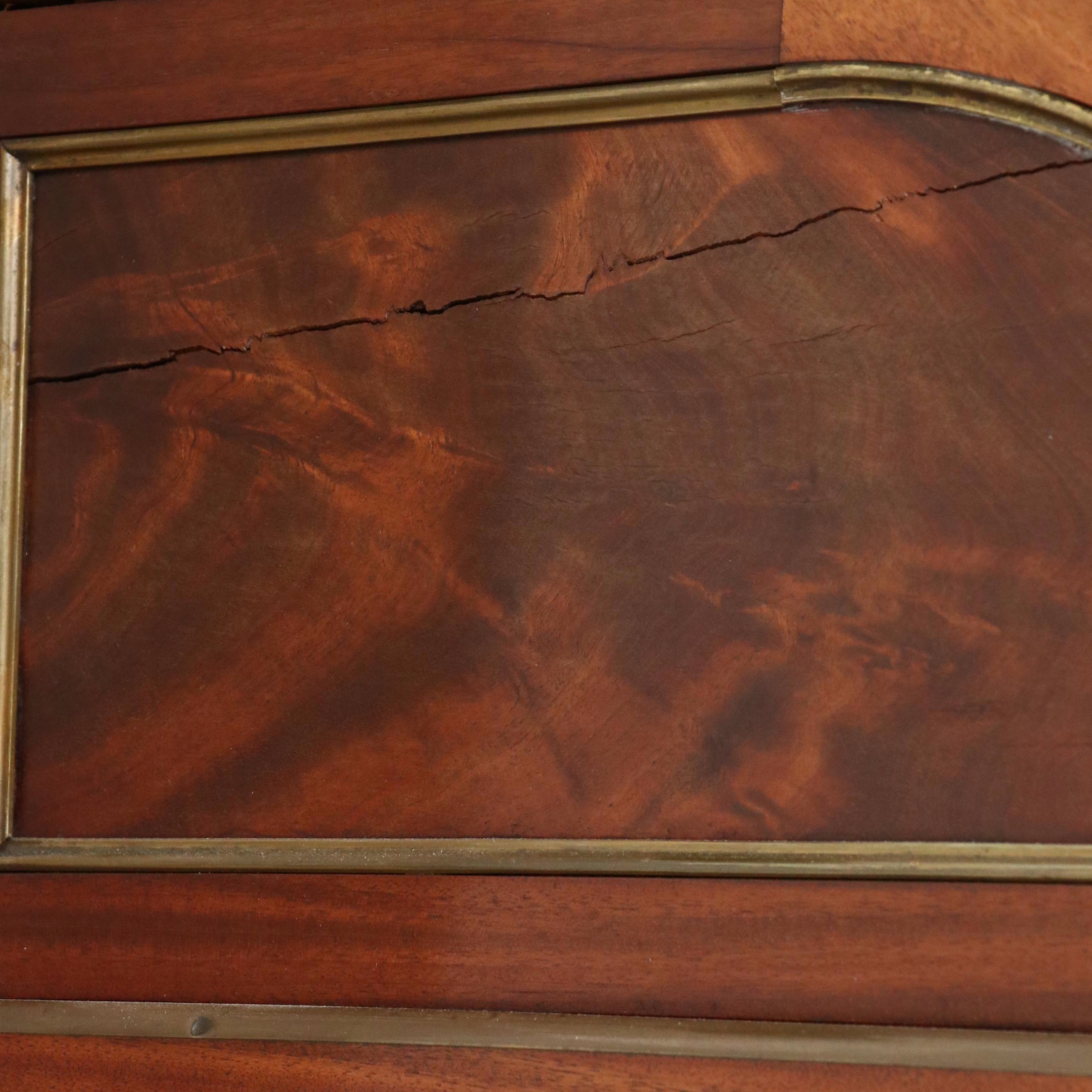 Louis XVI Style Brass Mounted Mahogany Cylinder Desk, Circa 1880