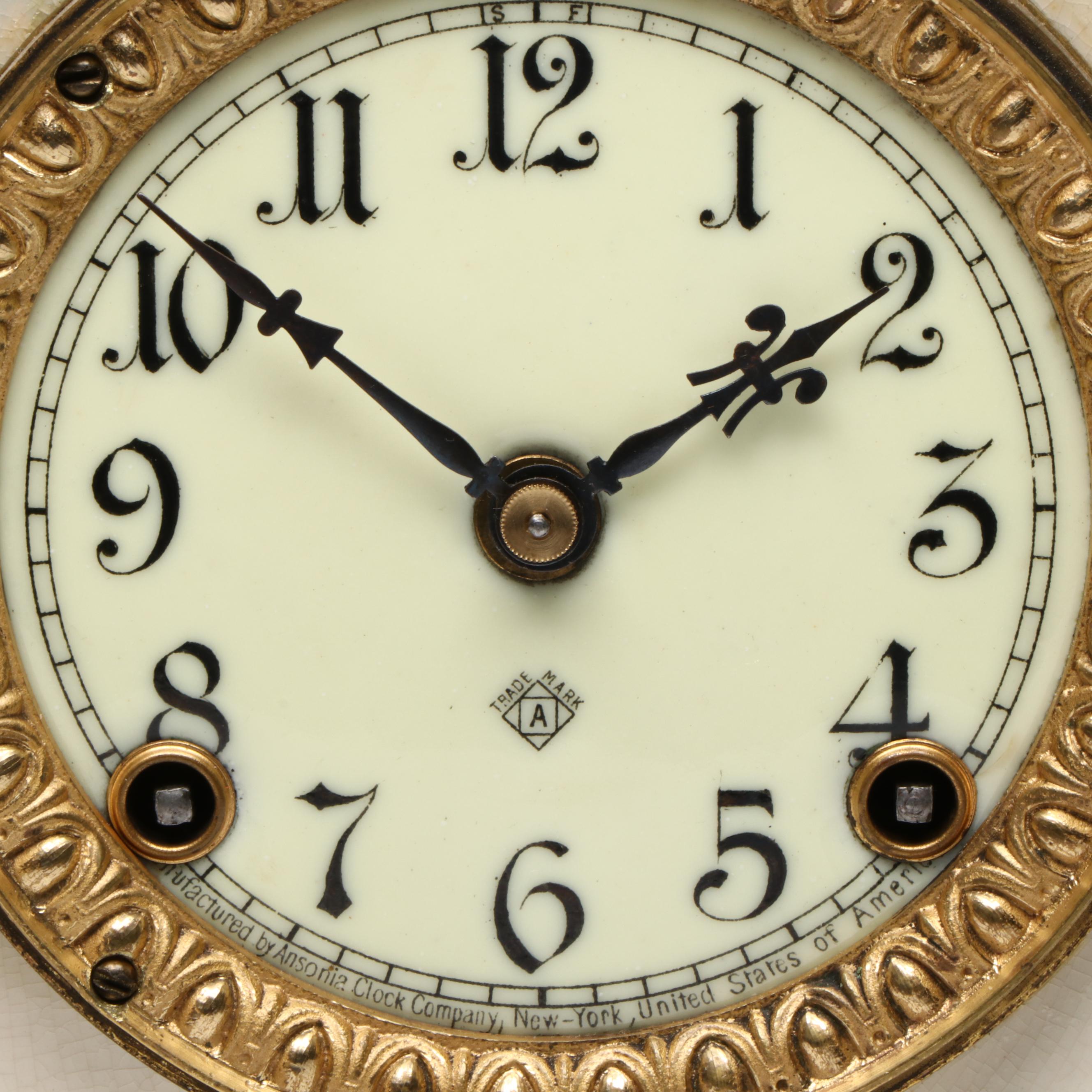 Ansonia Royal Bonn "La Claor" Porcelain Mantel Clock, 1882