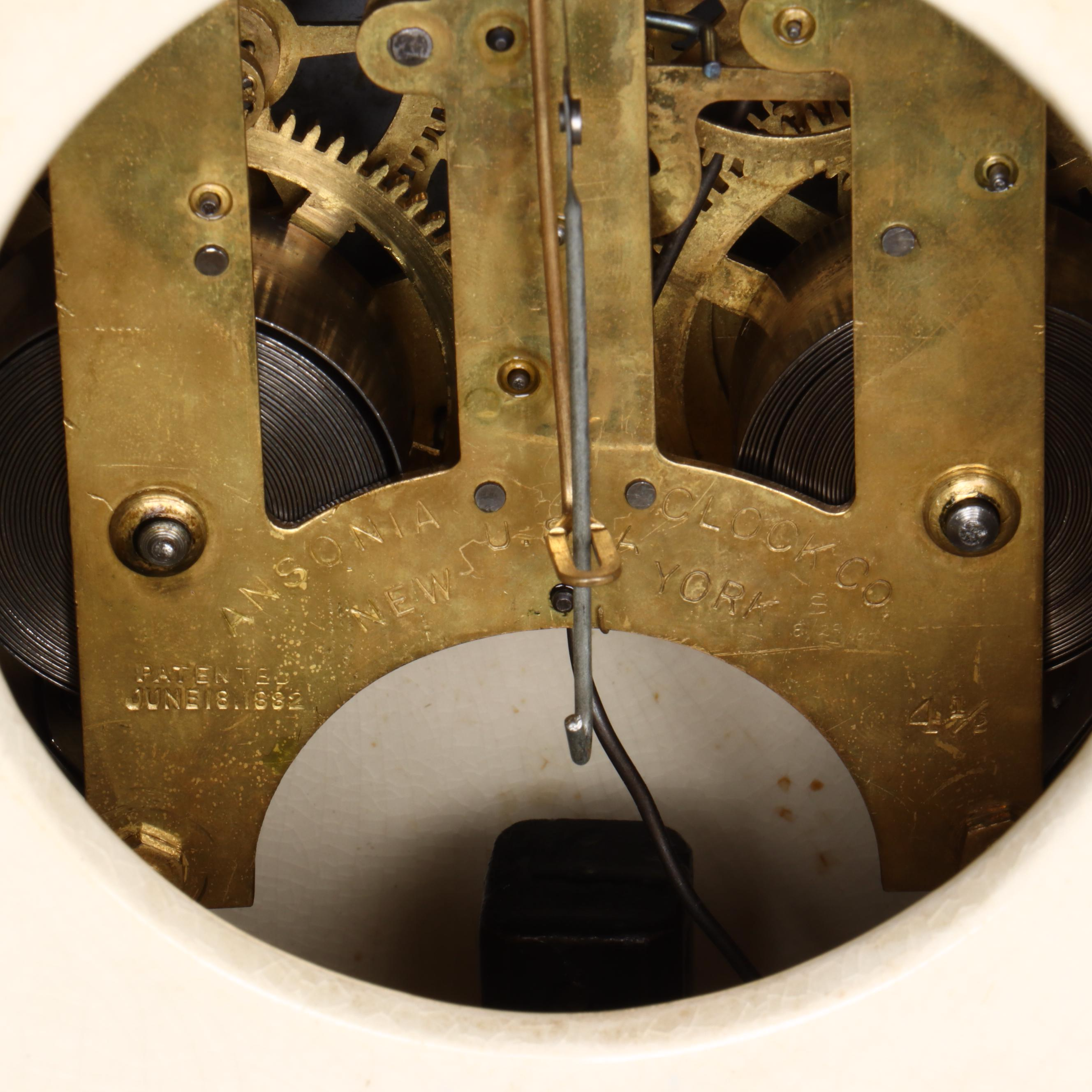 Ansonia Royal Bonn "La Claor" Porcelain Mantel Clock, 1882