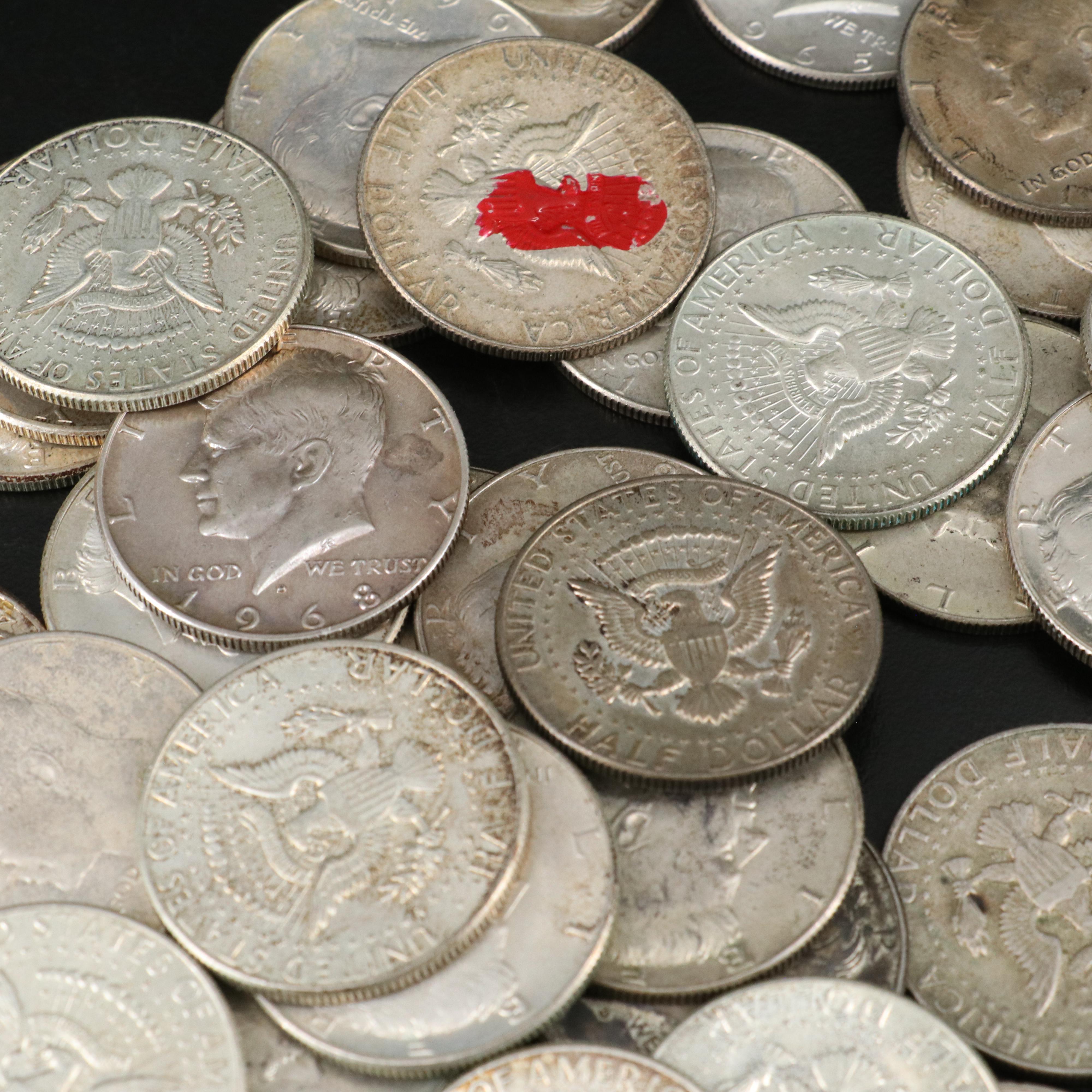 Fifty-One Silver Kennedy Half Dollars
