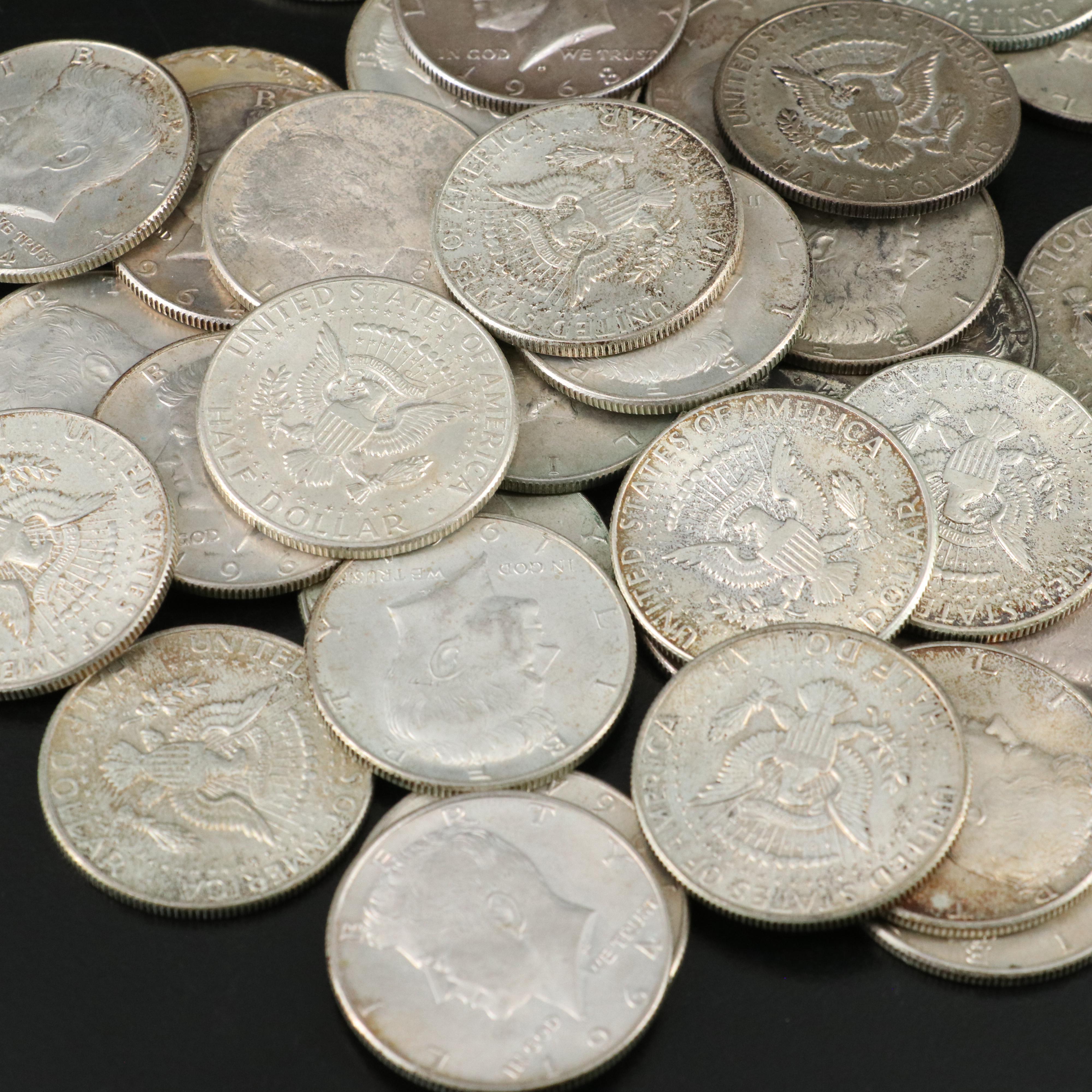 Fifty-One Silver Kennedy Half Dollars