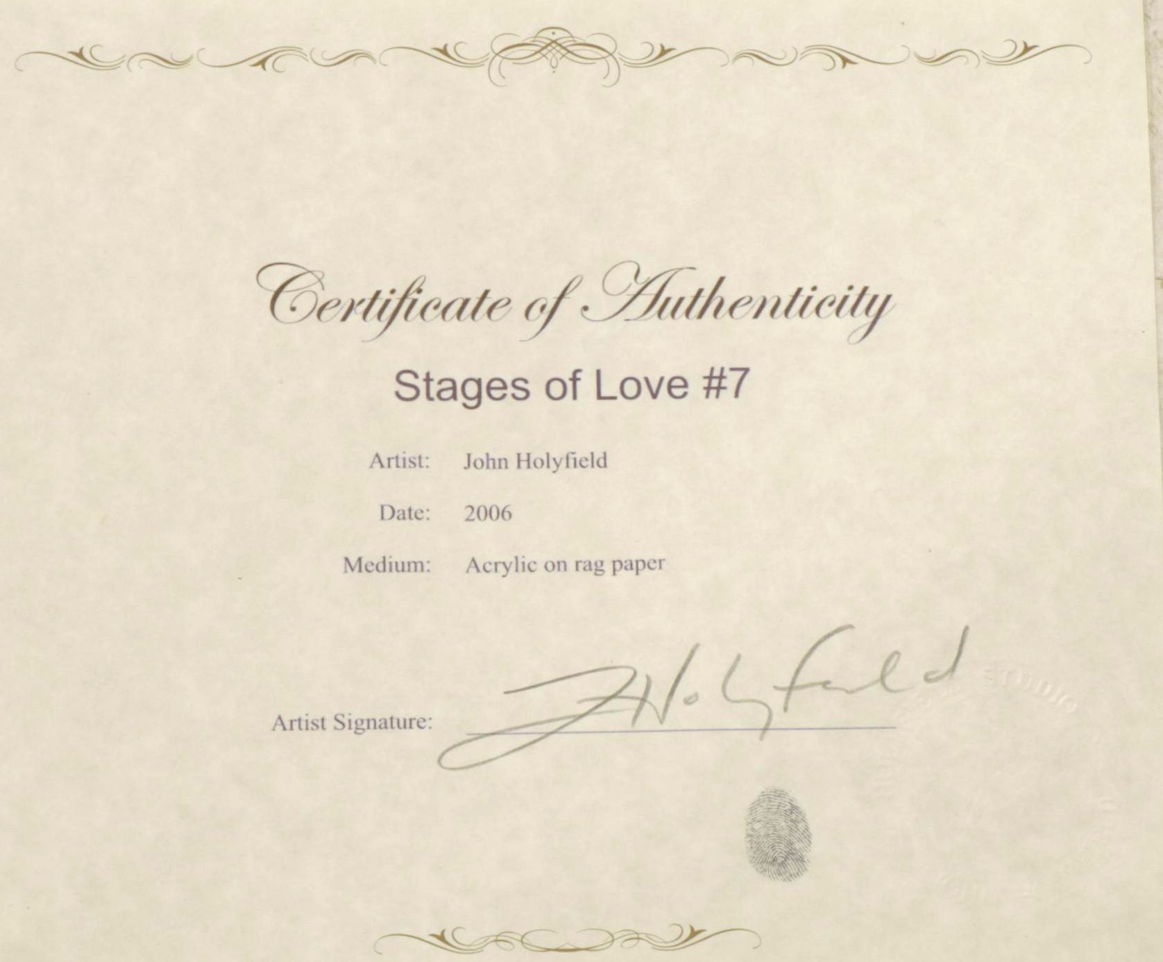 John Holyfield "Stages of Love #7" Acrylic on Rag Paper, 2006