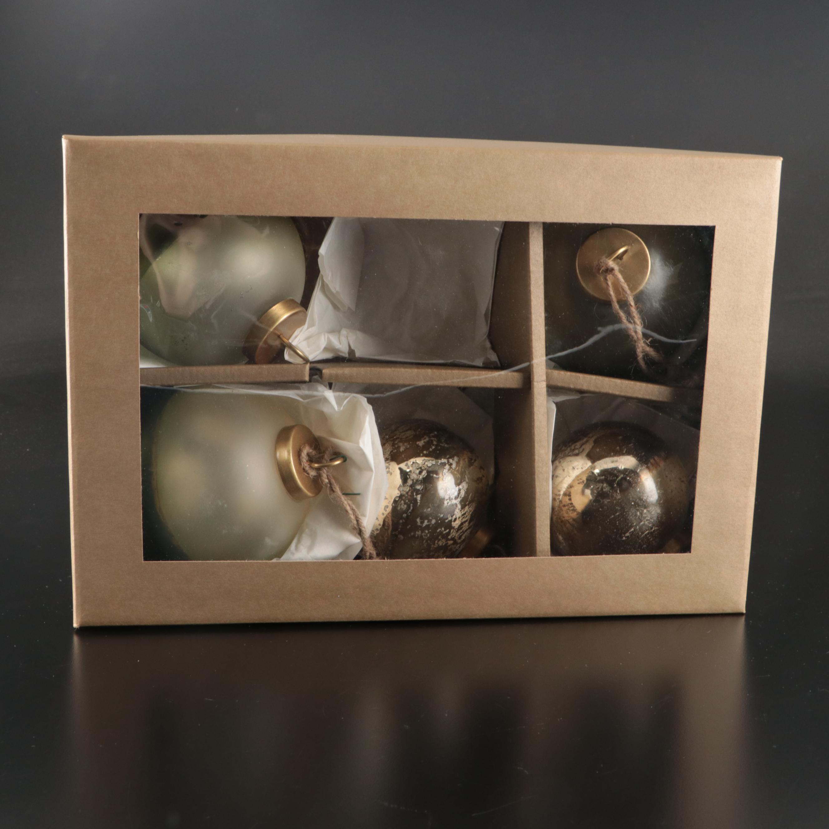 Crate & Barrel Assorted Glass Bulbs Ornaments