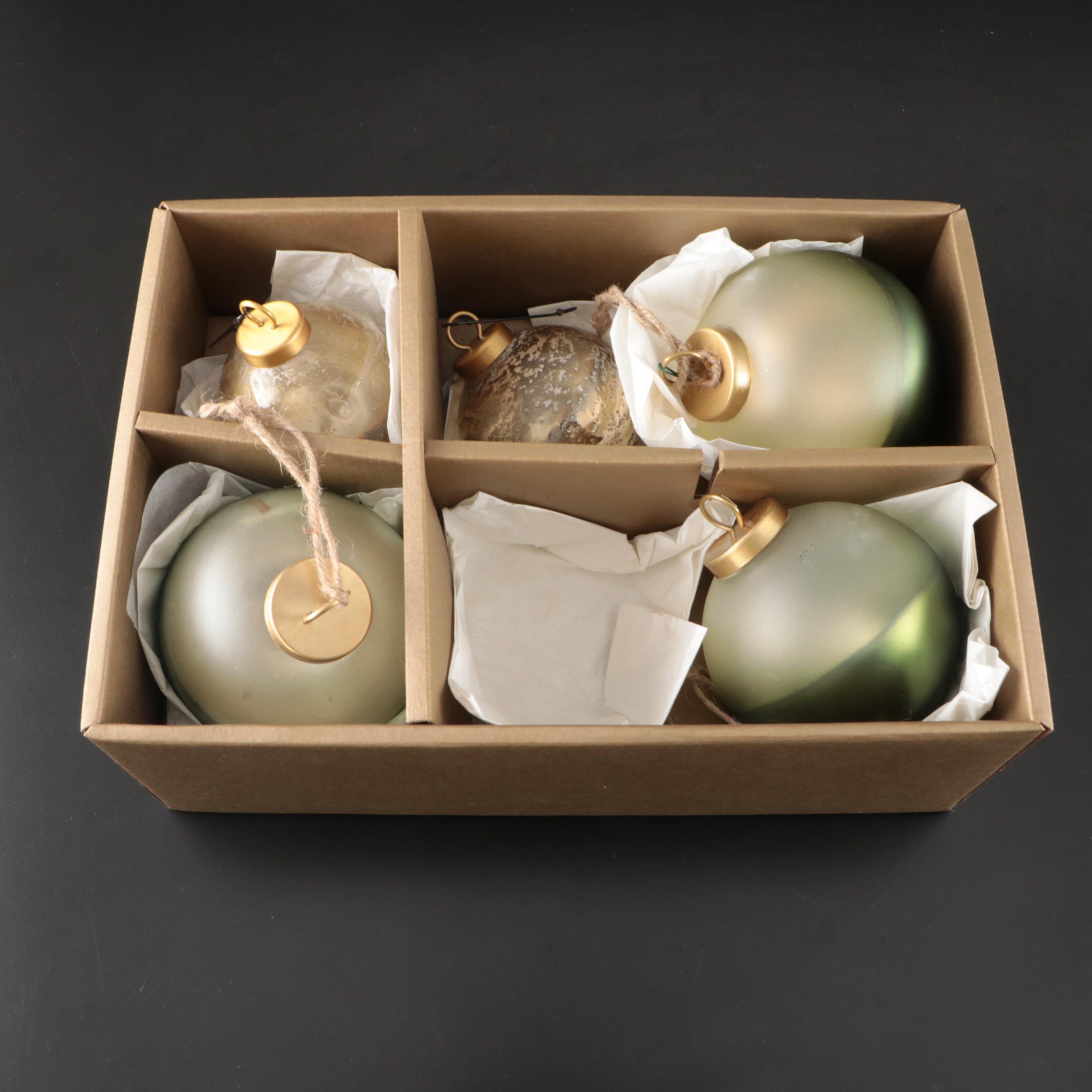 Crate & Barrel Assorted Glass Bulbs Ornaments