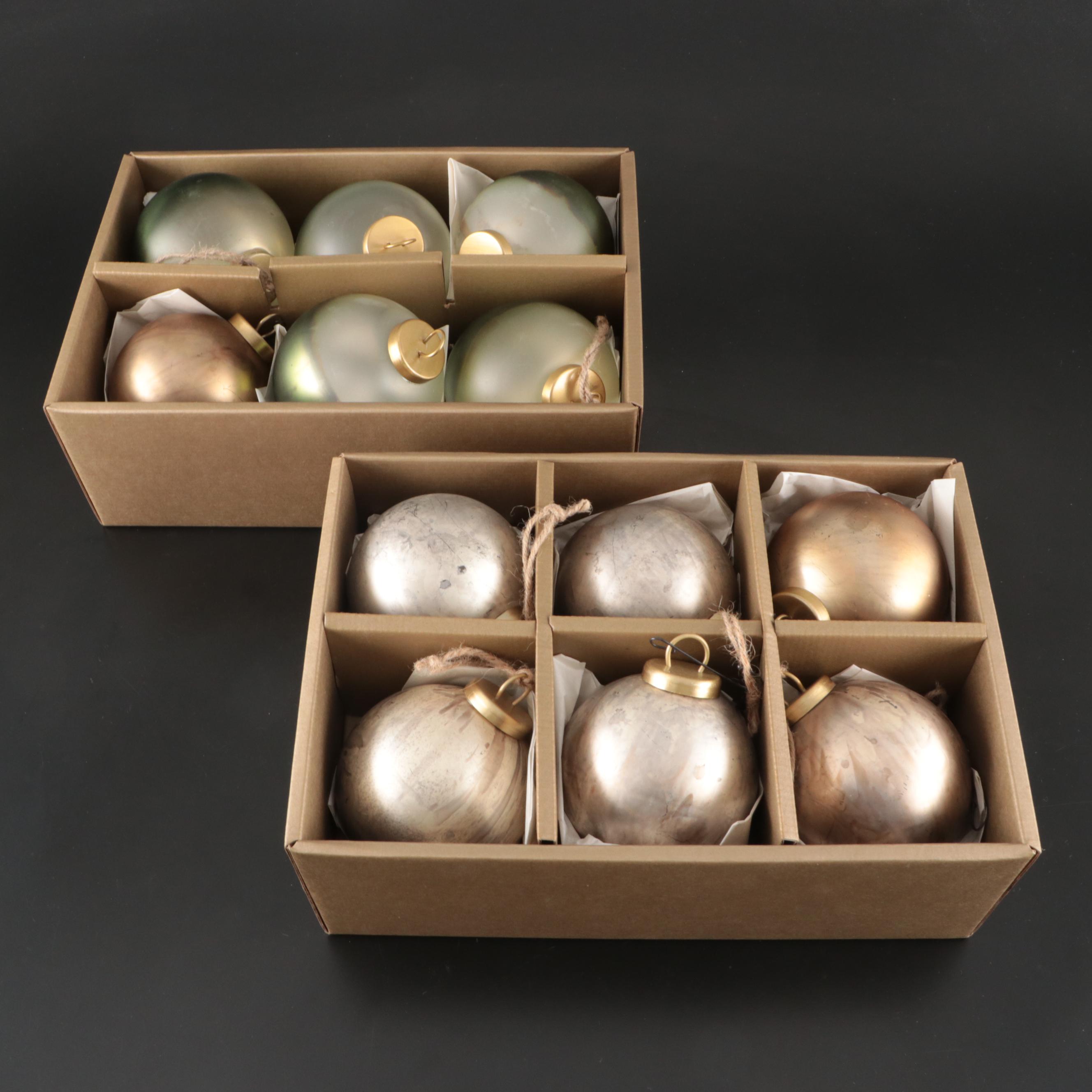 Crate & Barrel Assorted Glass Bulbs Ornaments