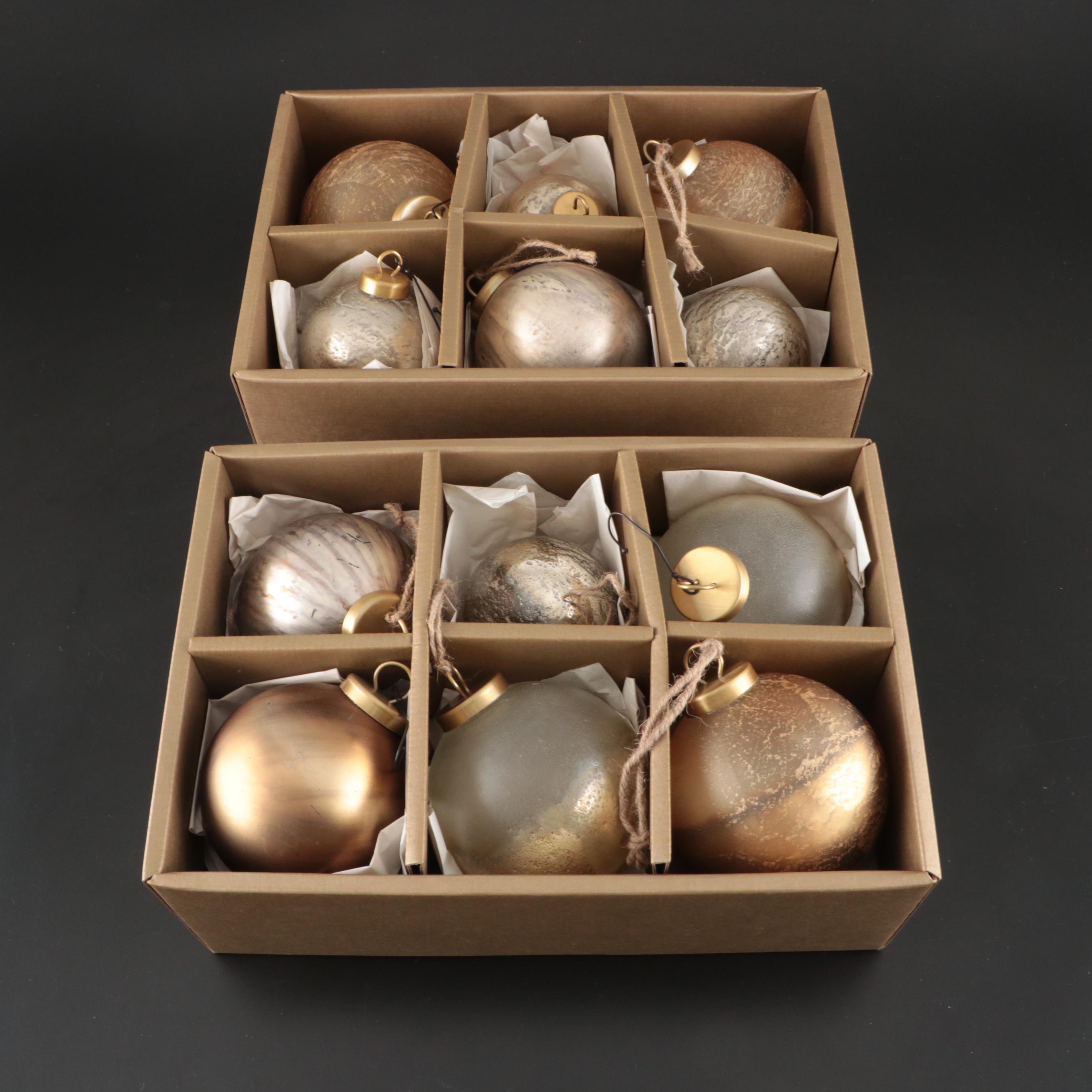 Crate & Barrel Assorted Glass Bulbs Ornaments