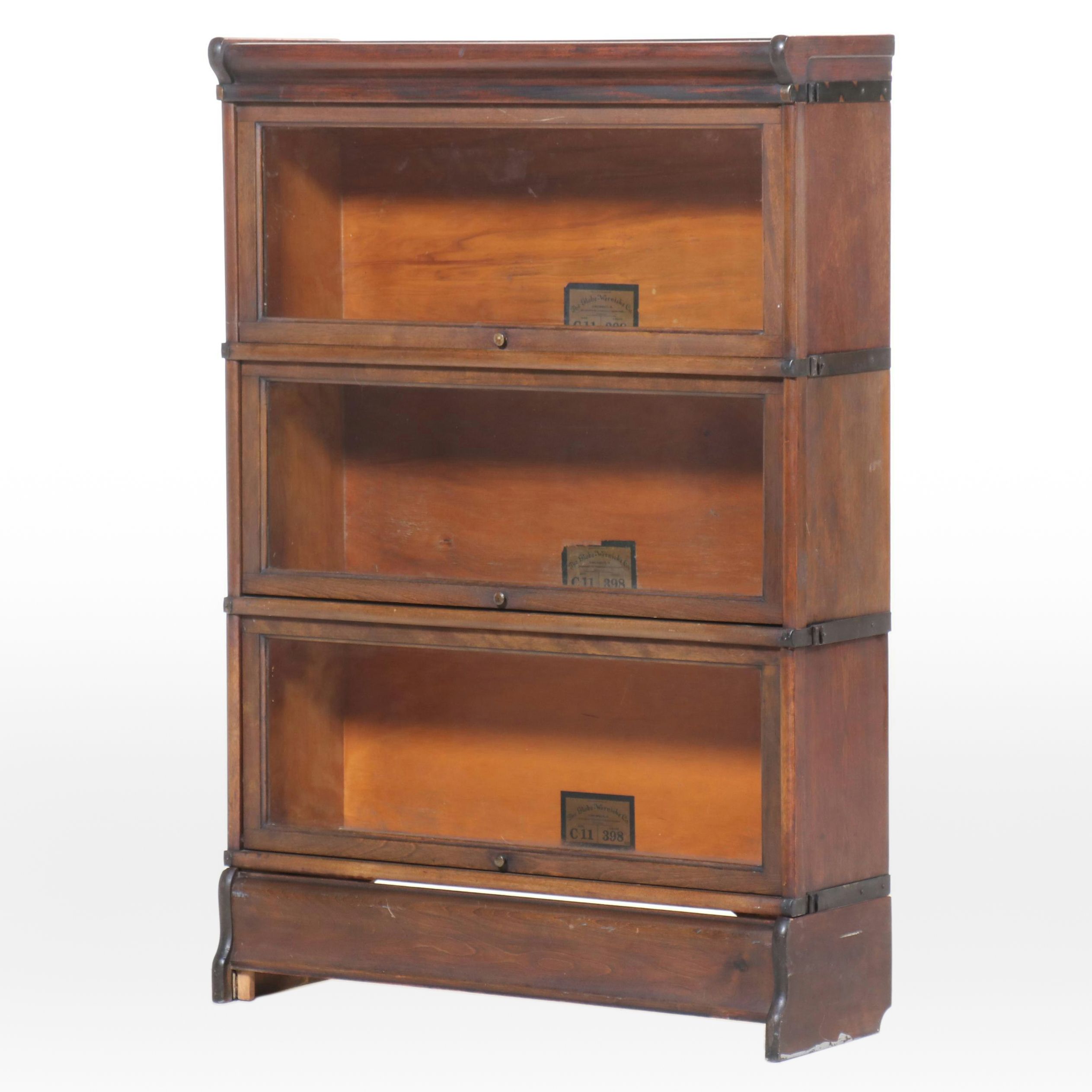 The Globe-Wernicke Co. Mahogany Three-Tier Barrister's Bookcase, 20th Century