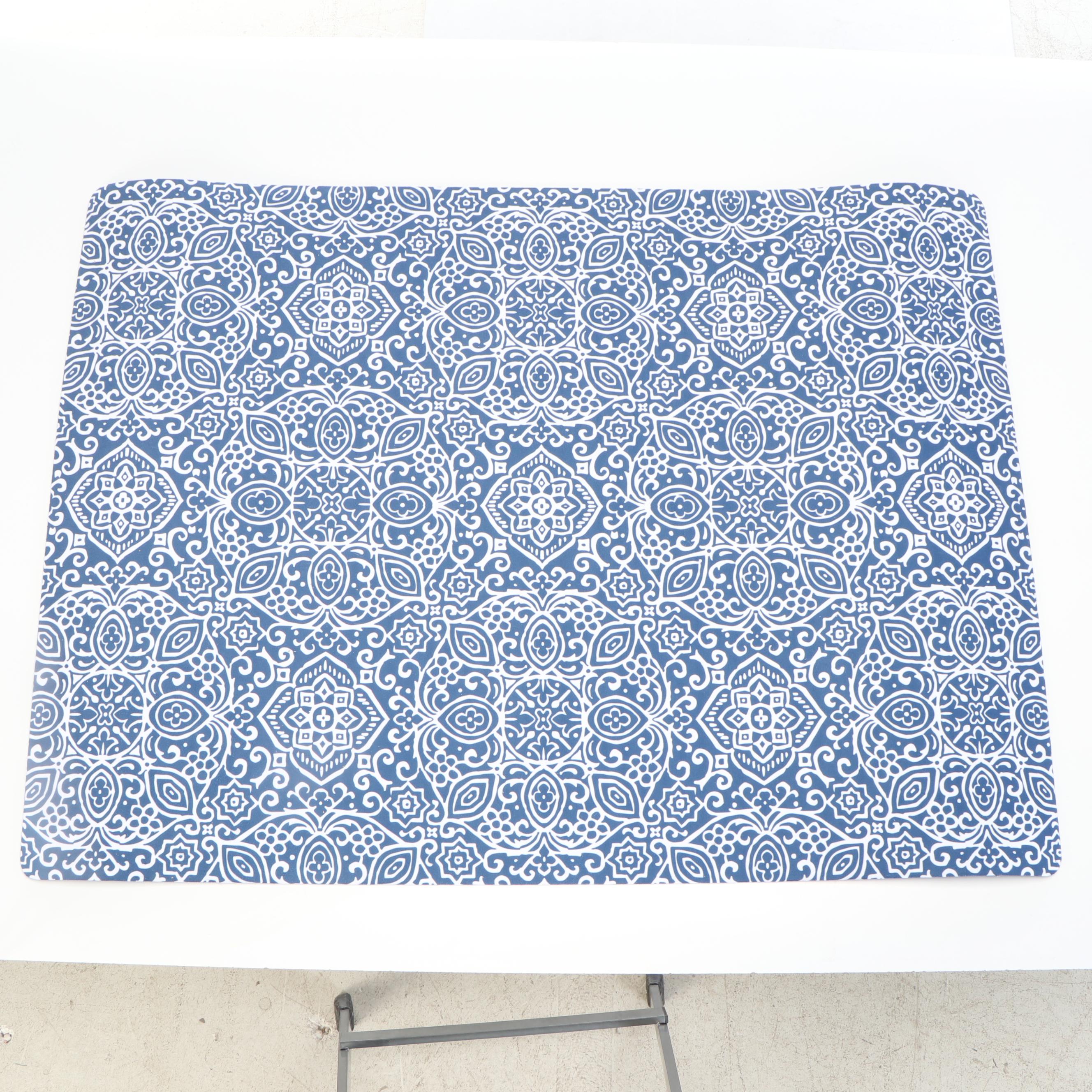 Hammacher Schlemmer Arabesque Navy Polyester Commercial Grade Desk Chair Mat