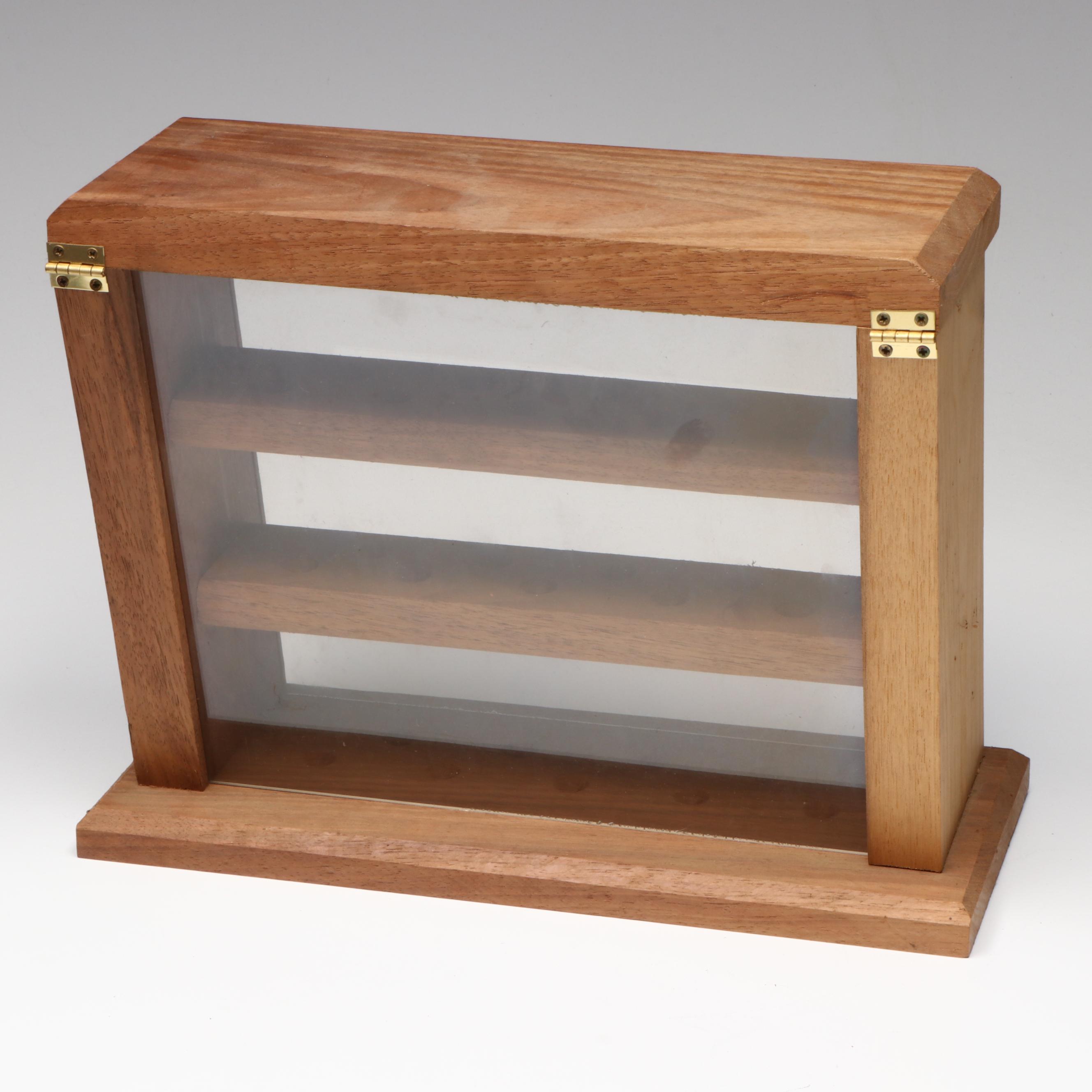 Glass and Vaseline Glass Flower Frogs with Marble Stands and Jeweler's Loupes