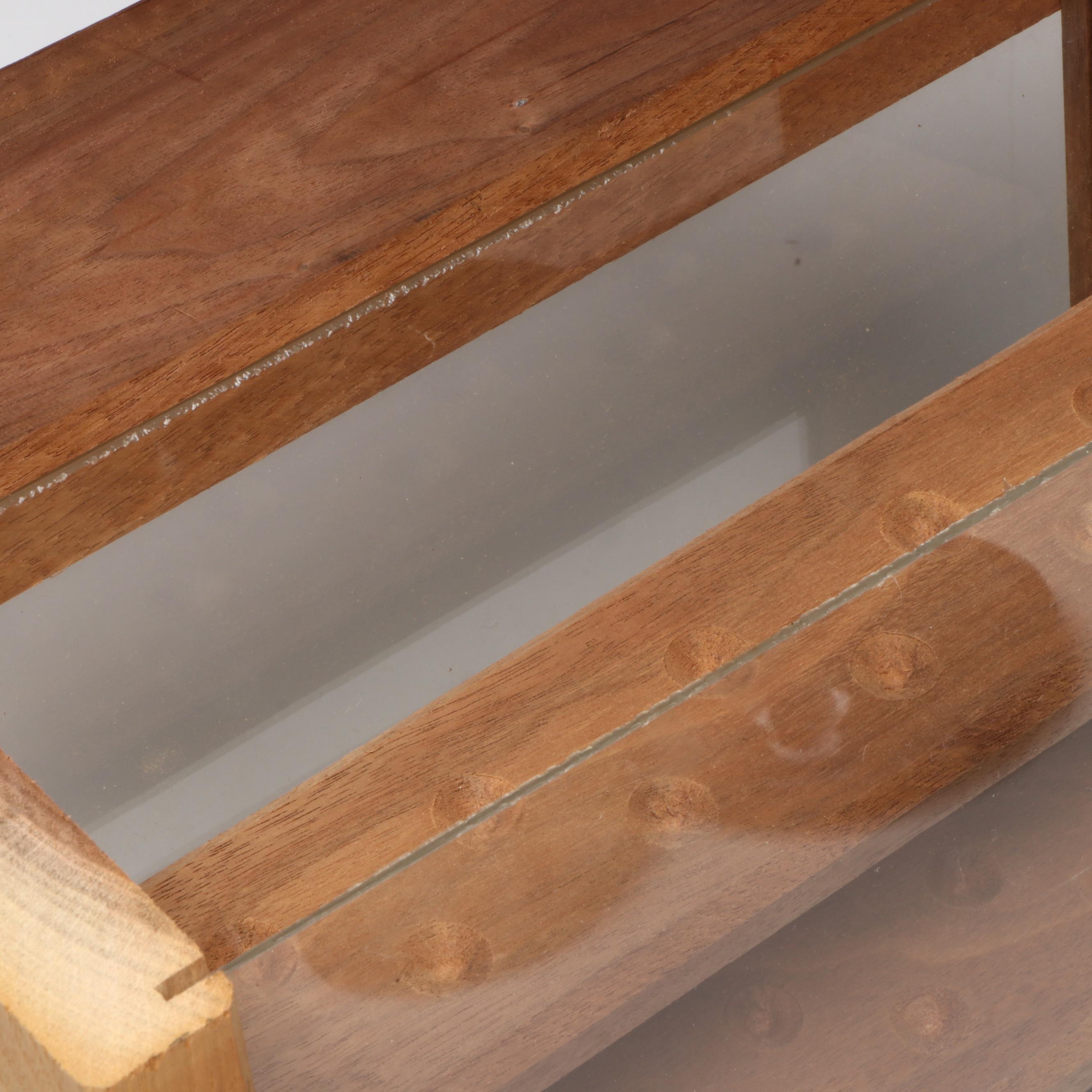 Glass and Vaseline Glass Flower Frogs with Marble Stands and Jeweler's Loupes