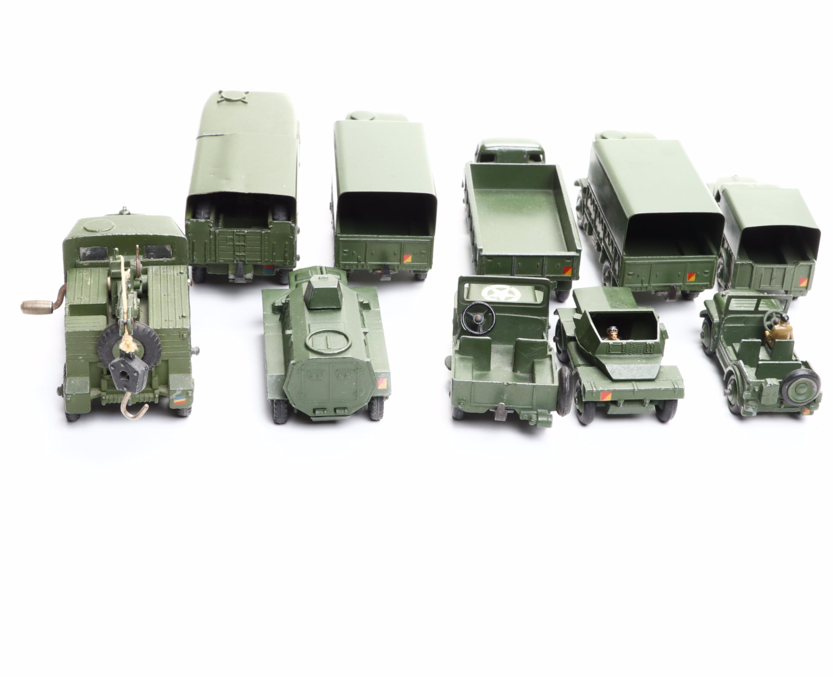 Dinky Toys "Medium Tractor Trailer," "Jeep" and More Army Trucks