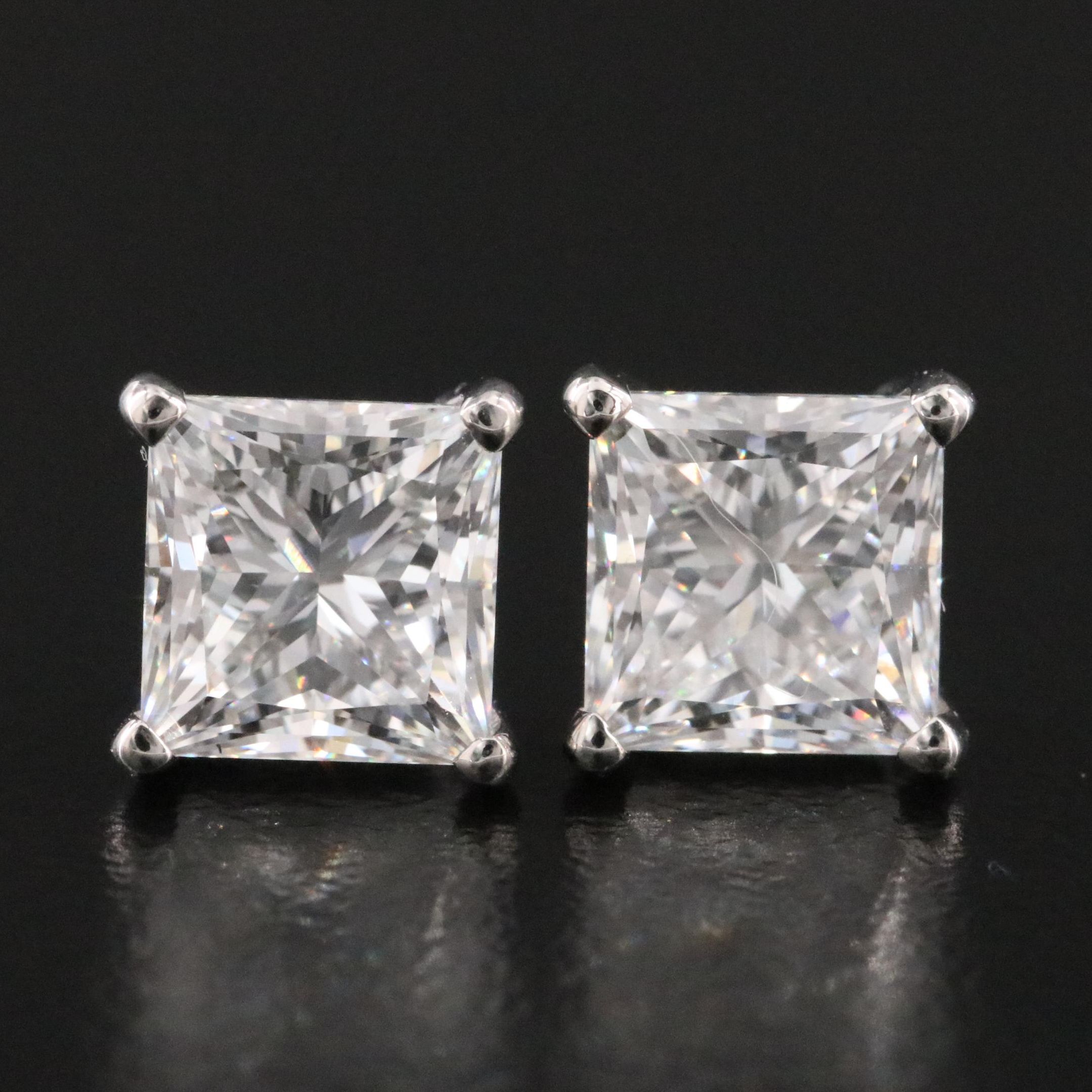 Platinum 3.08 CTW Lab Grown Diamond Stud Earrings with IGI Reports