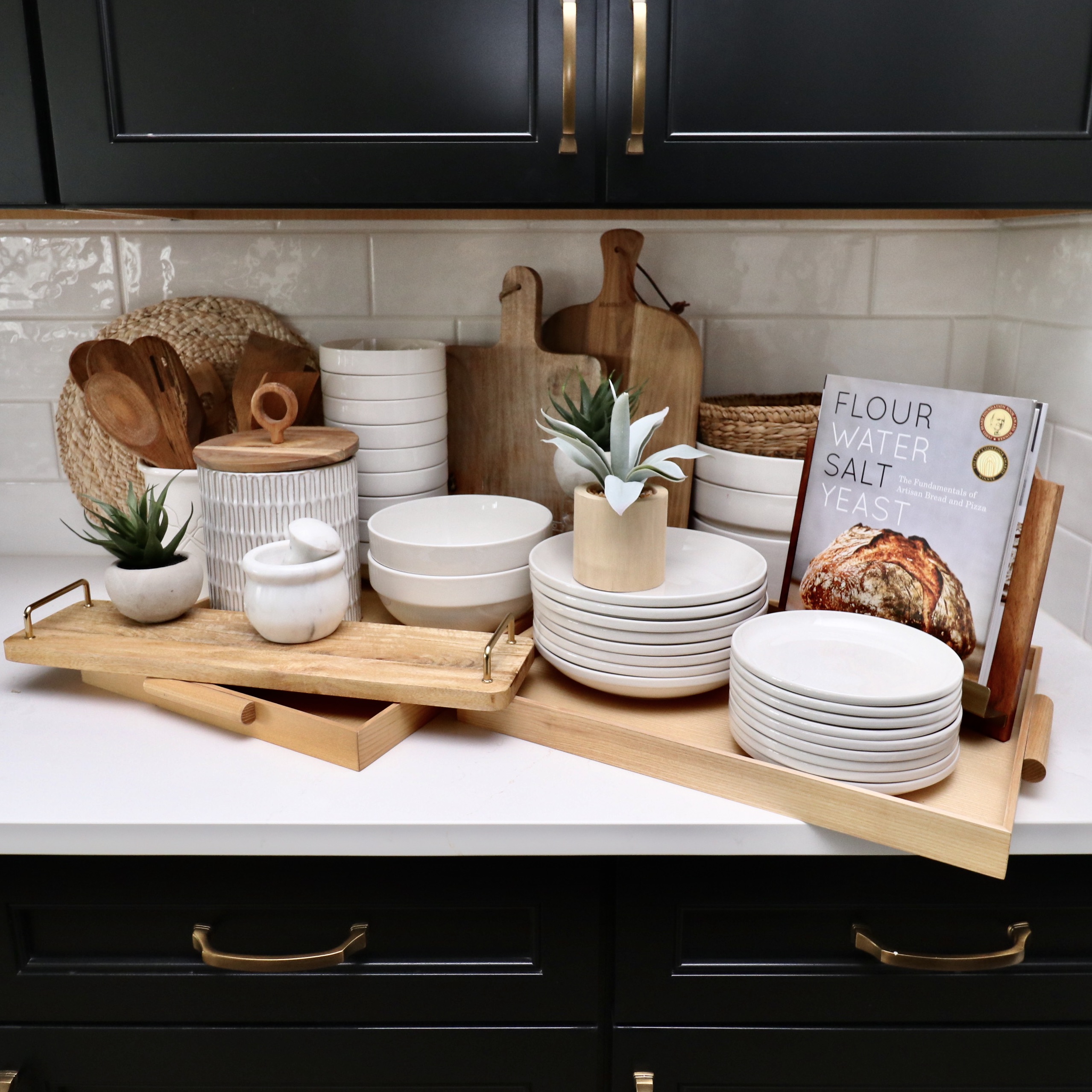 World Market Ceramic Dinnerware, West Elm Trays and Other Serveware