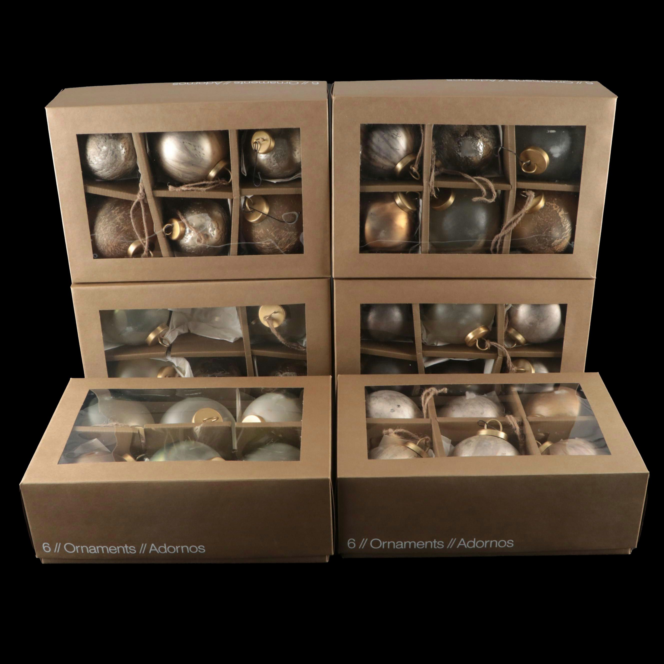 Crate & Barrel Assorted Glass Bulbs Ornaments