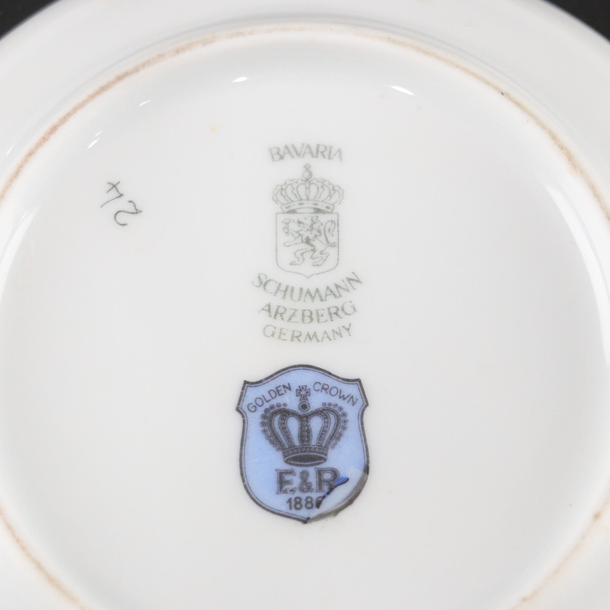 Schumann Arzberg Bavaria Fruit Motif Coasters With Gilded Octagonal Fruit Plates