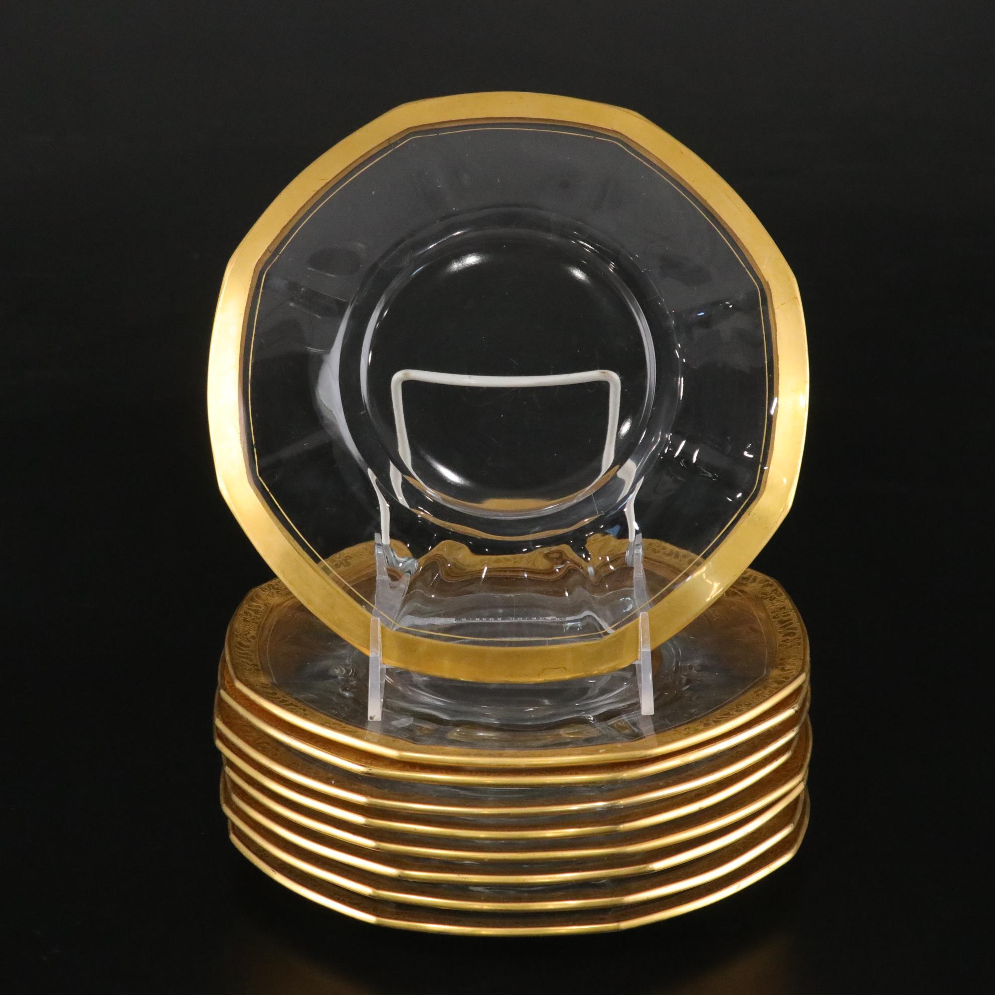 Schumann Arzberg Bavaria Fruit Motif Coasters With Gilded Octagonal Fruit Plates