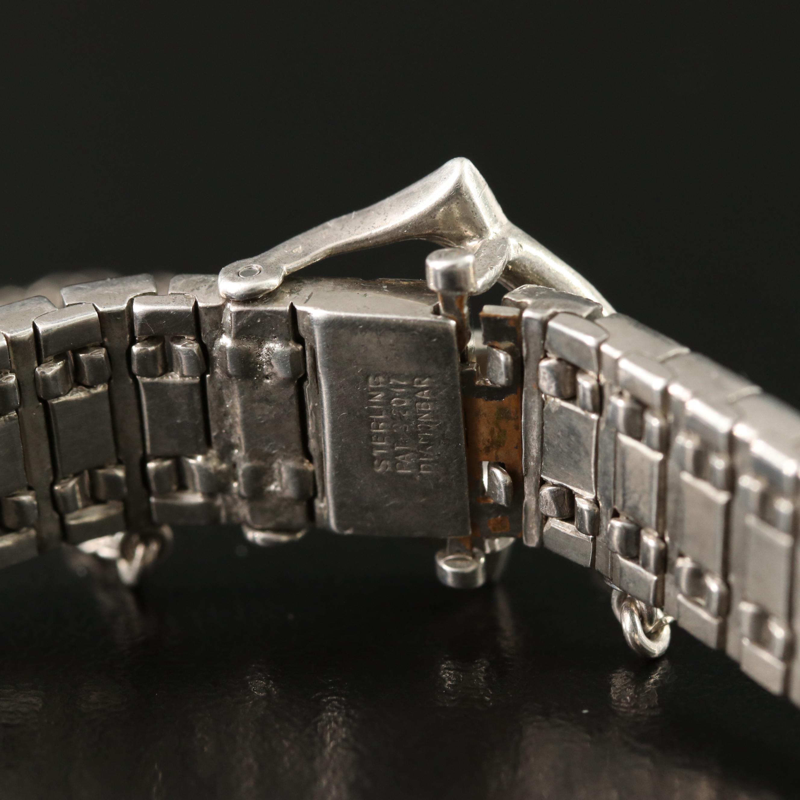 Art Deco Wachenheimer Bros. Diamonbar Sterling Glass Paste Buckle Bracelet