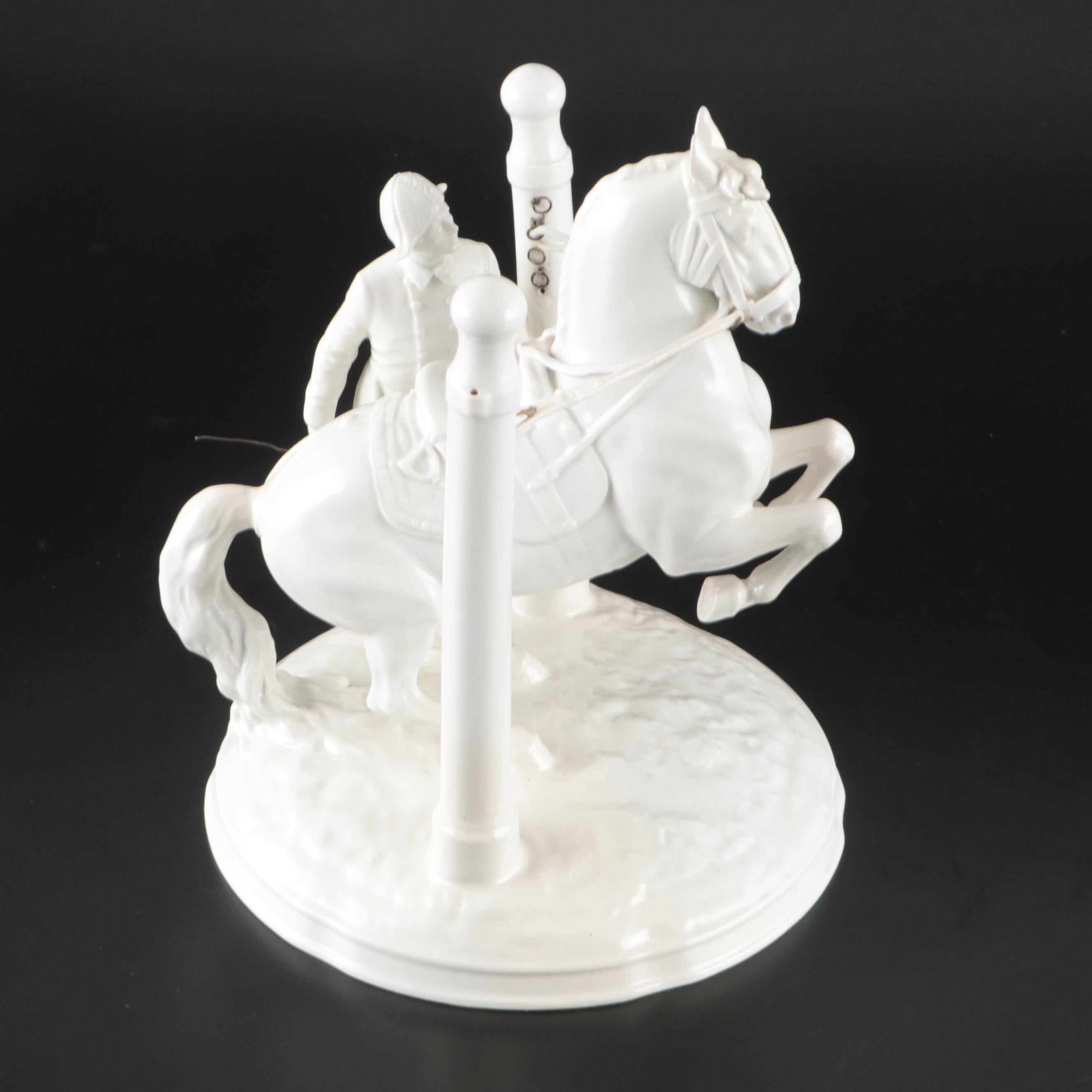 Augarten Wien Porcelain Lipizzaner Stallion and Trainer, Early to Mid-20th C.