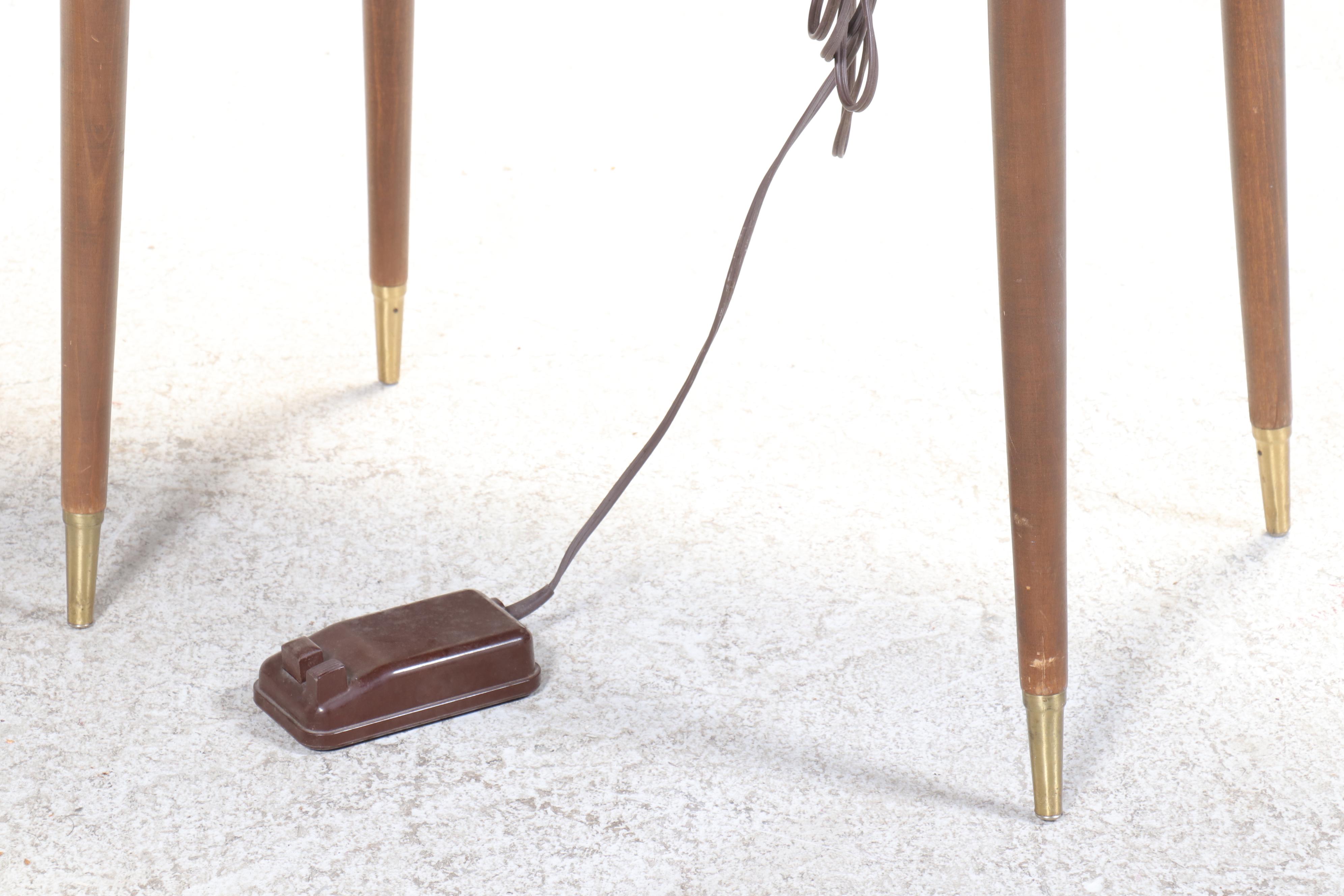 Singer 328 Machine and Mid Century Modern Teak Finish Sewing Cabinet