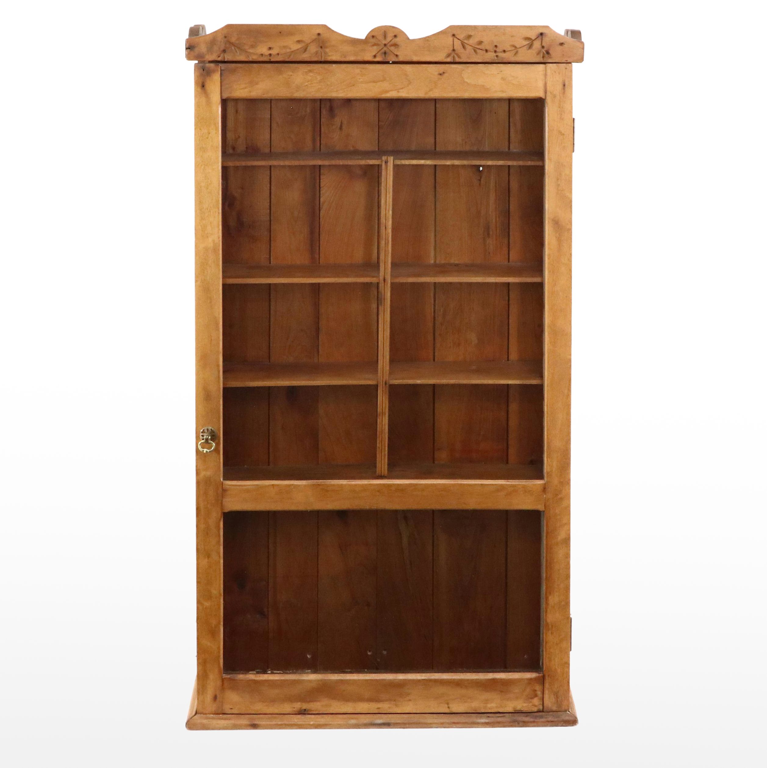 American Primitive Style Pine Wall Cupboard