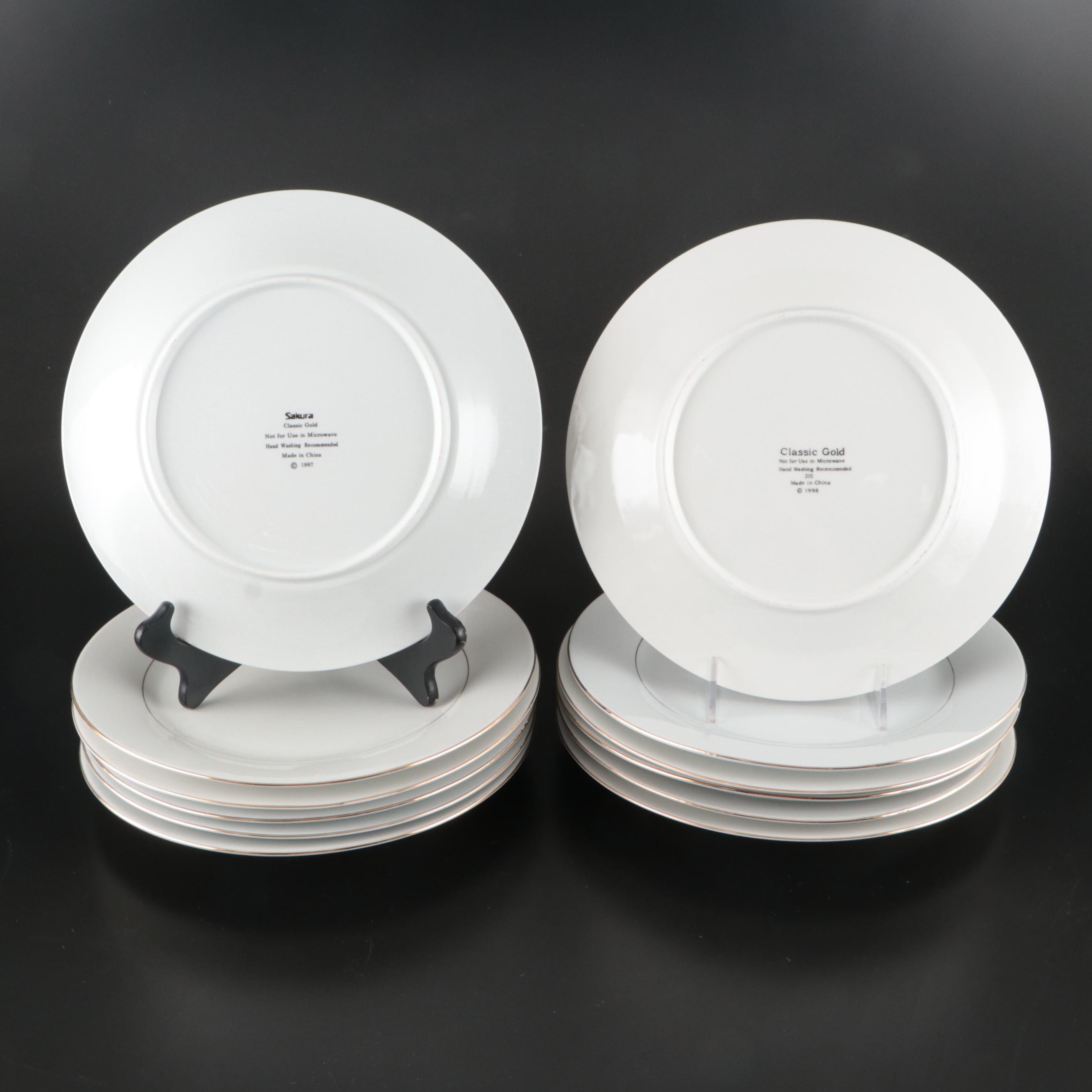 Sakura "Classic Gold" Porcelain Dinnerware, 1990s