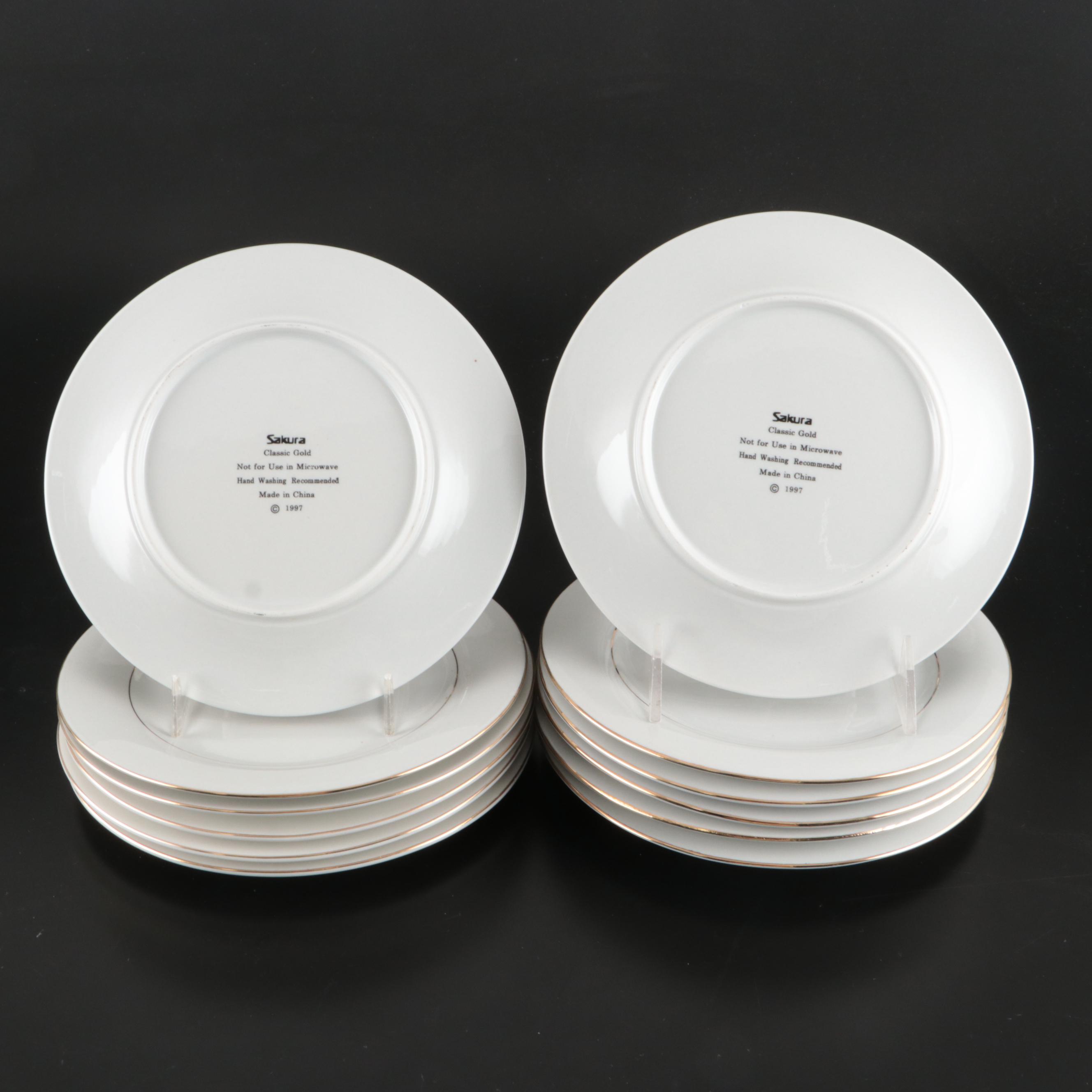 Sakura "Classic Gold" Porcelain Dinnerware, 1990s
