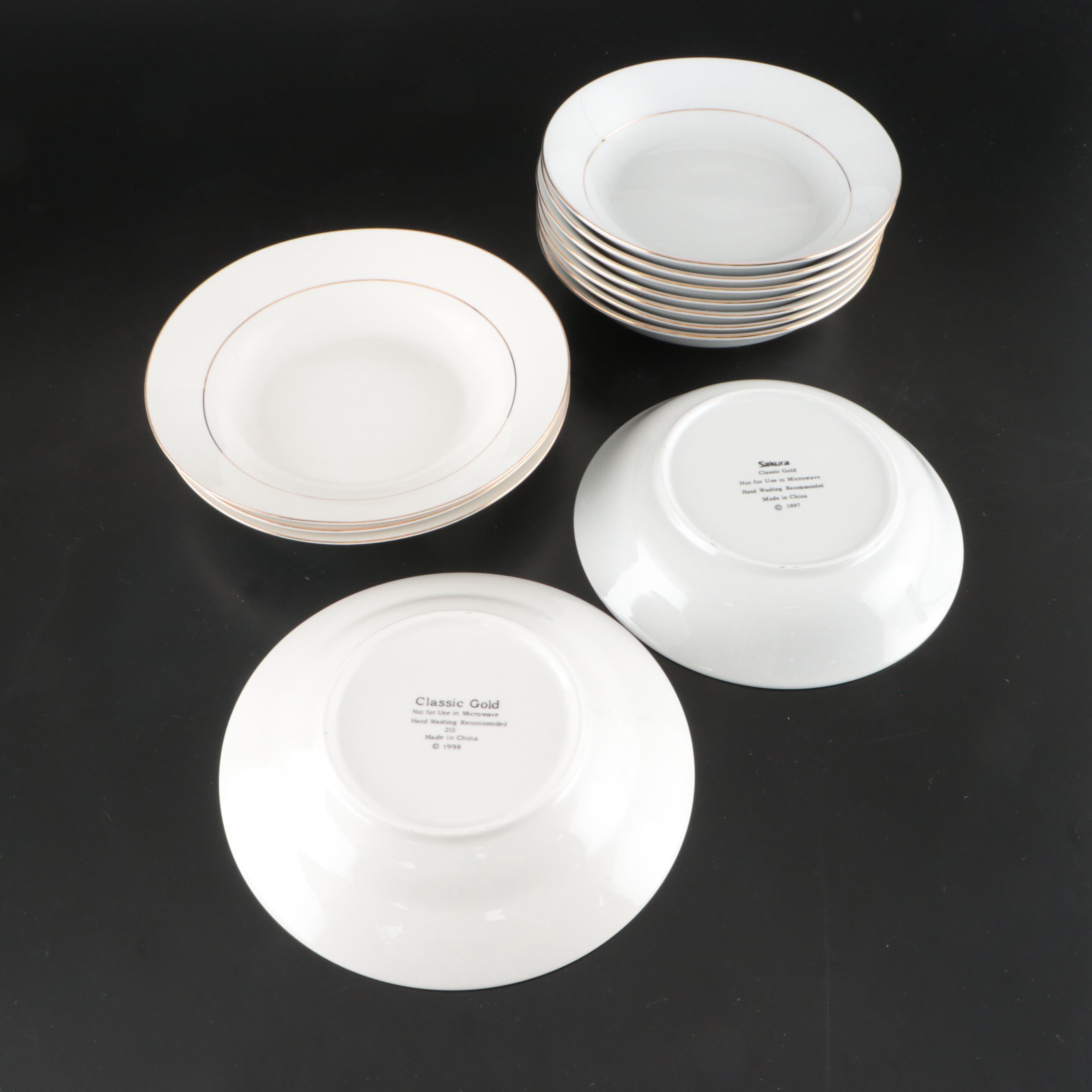 Sakura "Classic Gold" Porcelain Dinnerware, 1990s