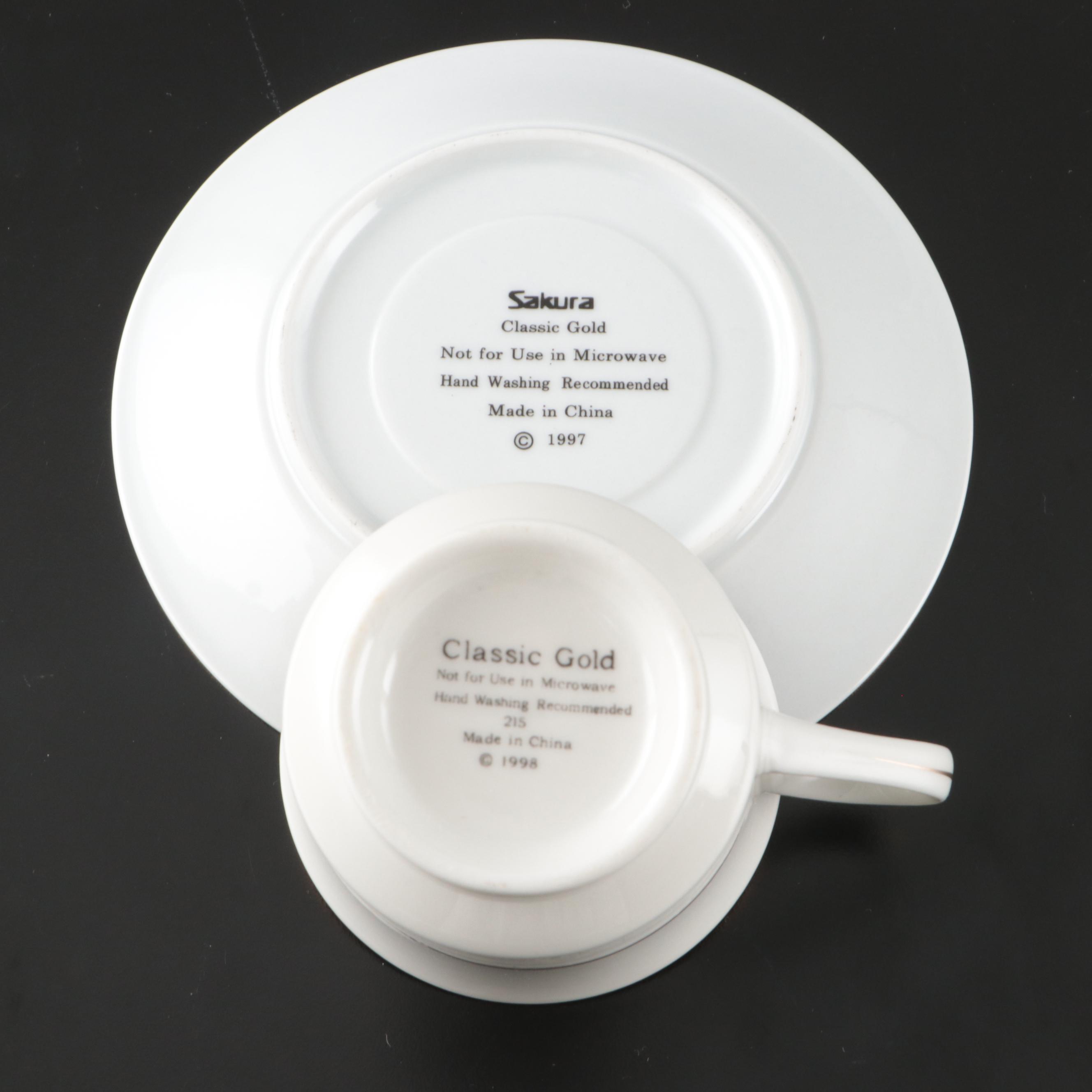 Sakura "Classic Gold" Porcelain Dinnerware, 1990s
