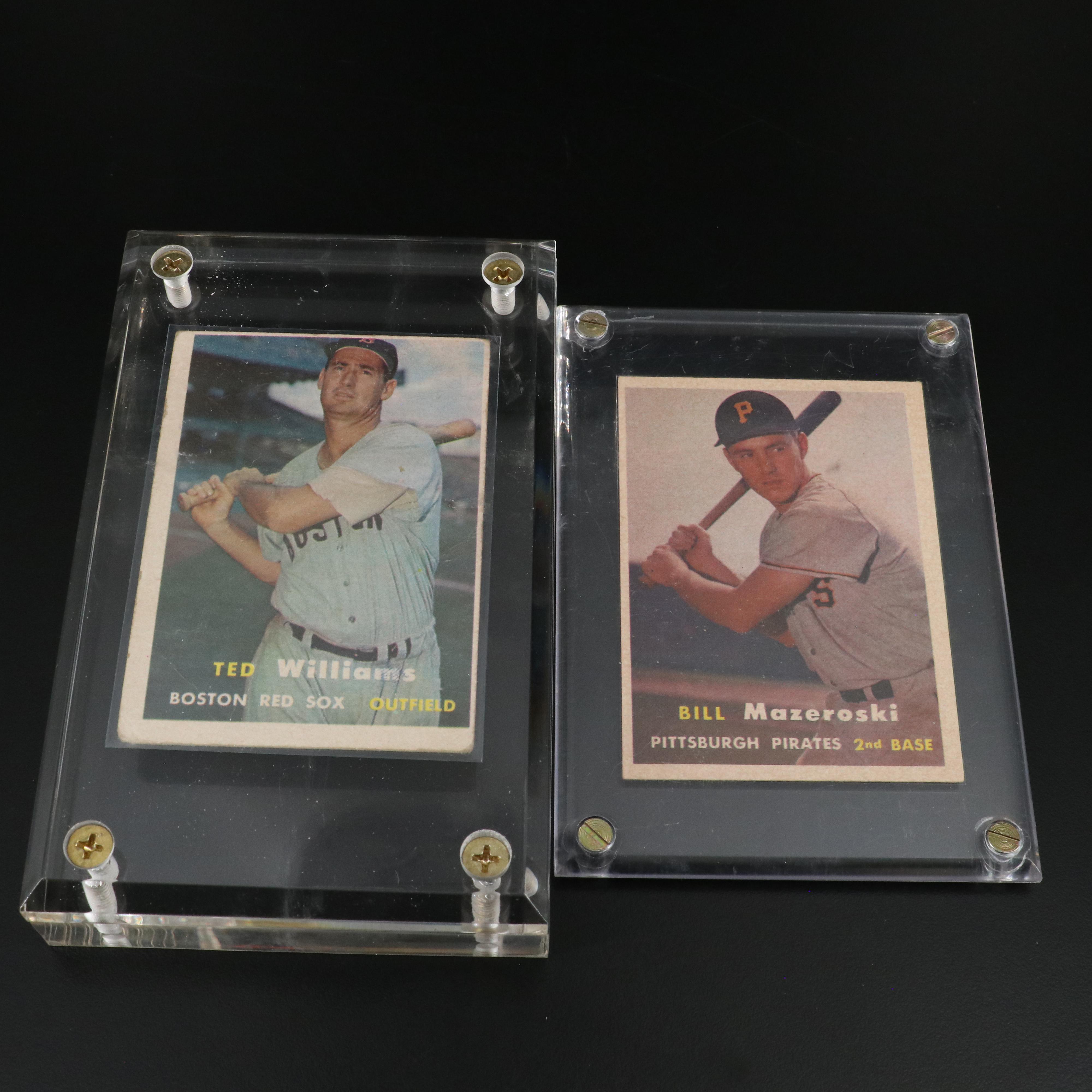 1957 Topps Baseball Cards Featuring Ted Williams, Hank Aaron, and Yogi Berra