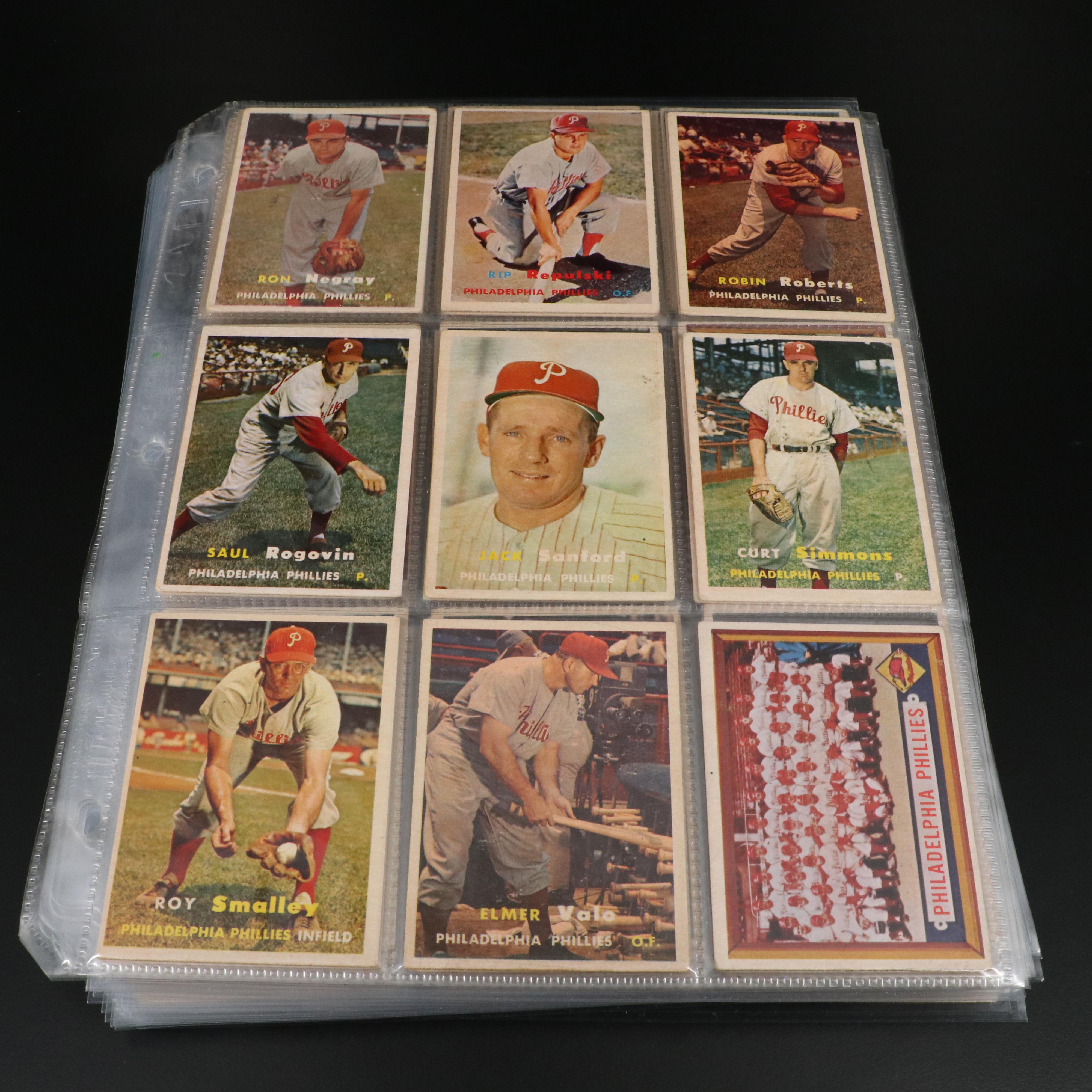 1957 Topps Baseball Cards Featuring Ted Williams, Hank Aaron, and Yogi Berra