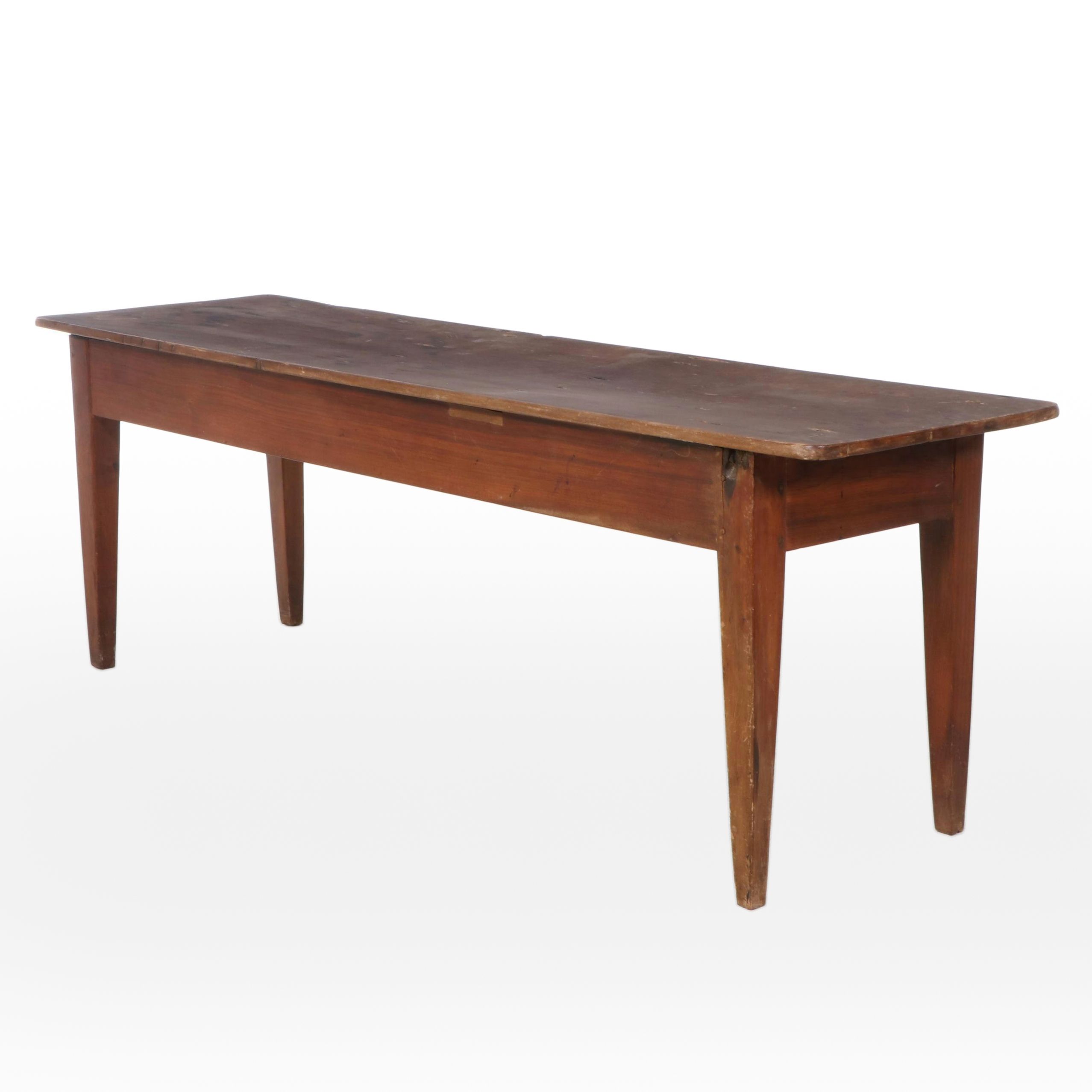 American Primitive Walnut Harvest Table, 19th Century
