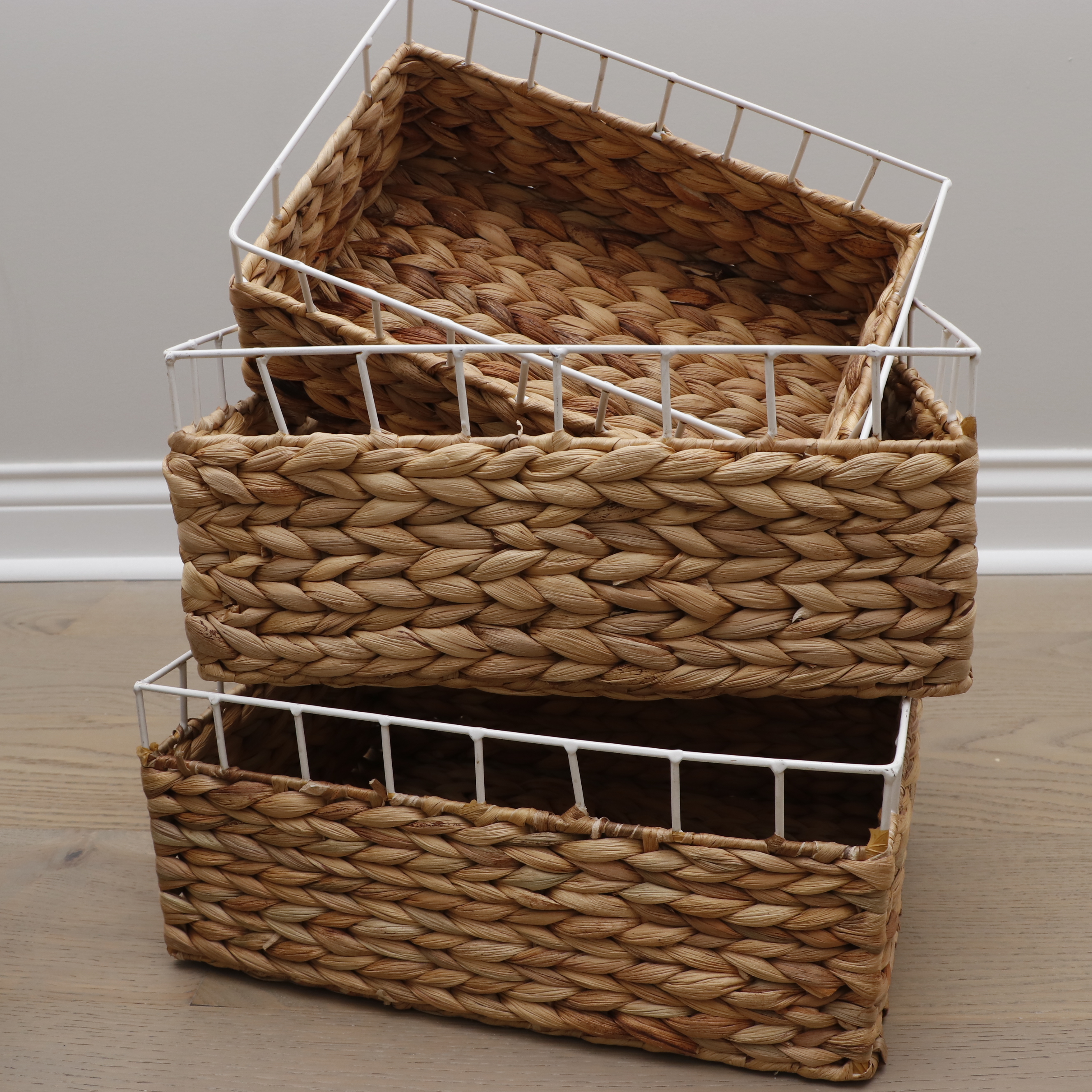 Hyacinth, Cotton Rope, and Wicker Storage Baskets, Hangers and Towels