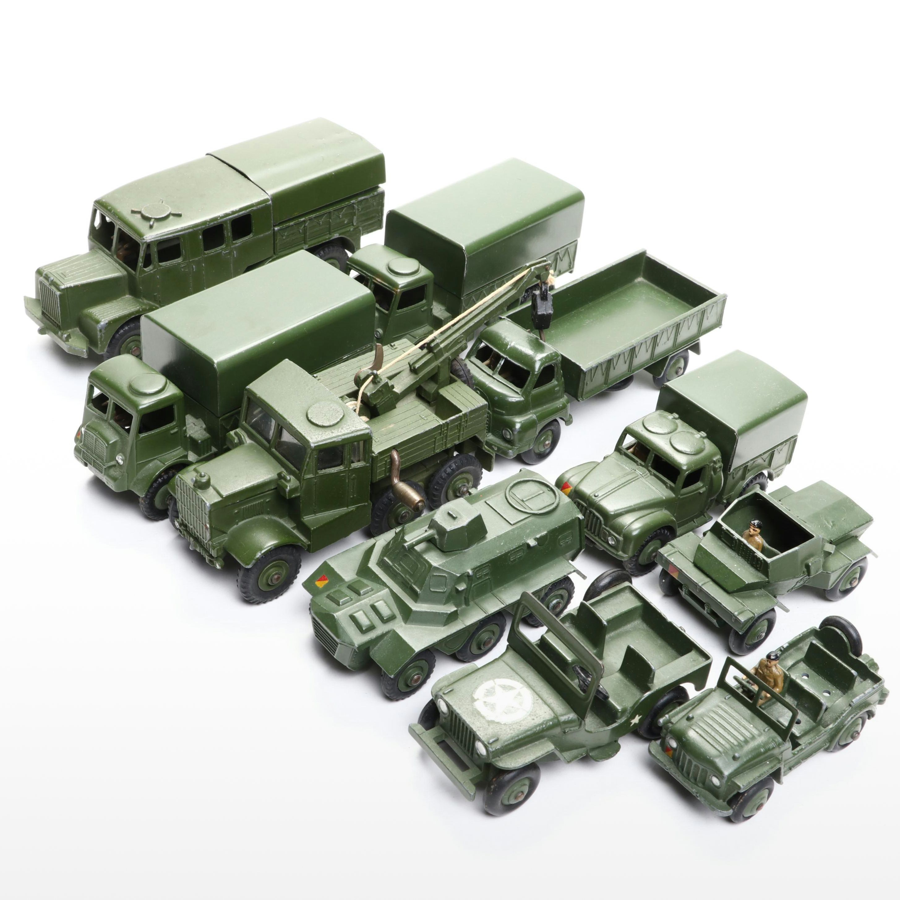 Dinky Toys "Medium Tractor Trailer," "Jeep" and More Army Trucks