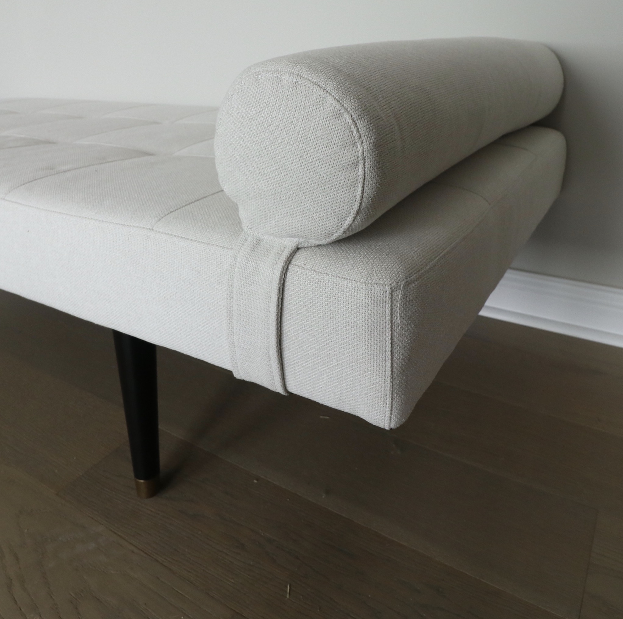 Mid Century Modern Style Upholstered Chaise Lounge with Bolster