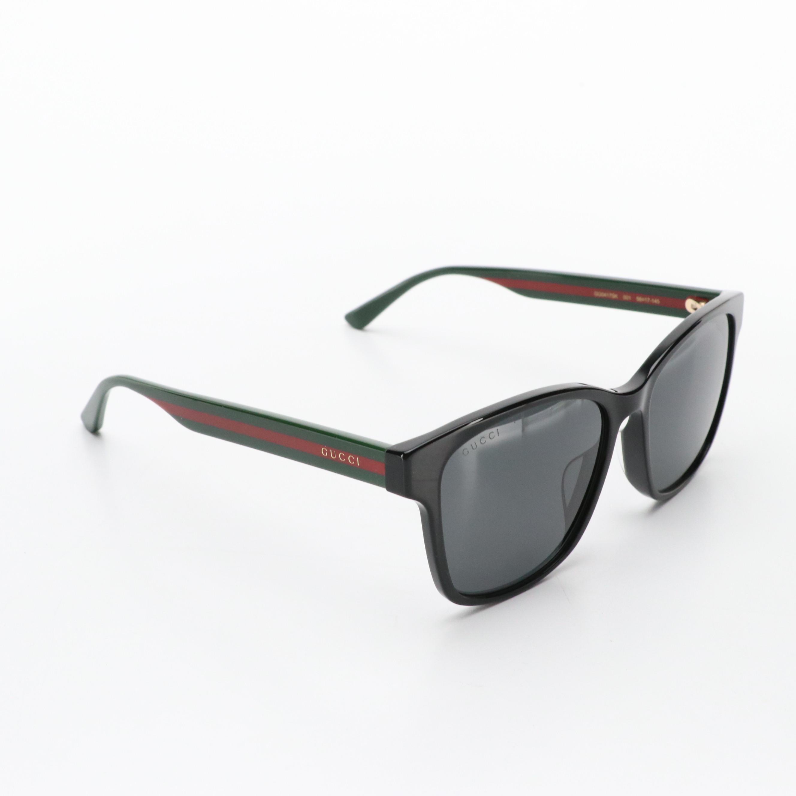 Gucci GG0417SK Web Stripe Square Sunglasses with Case