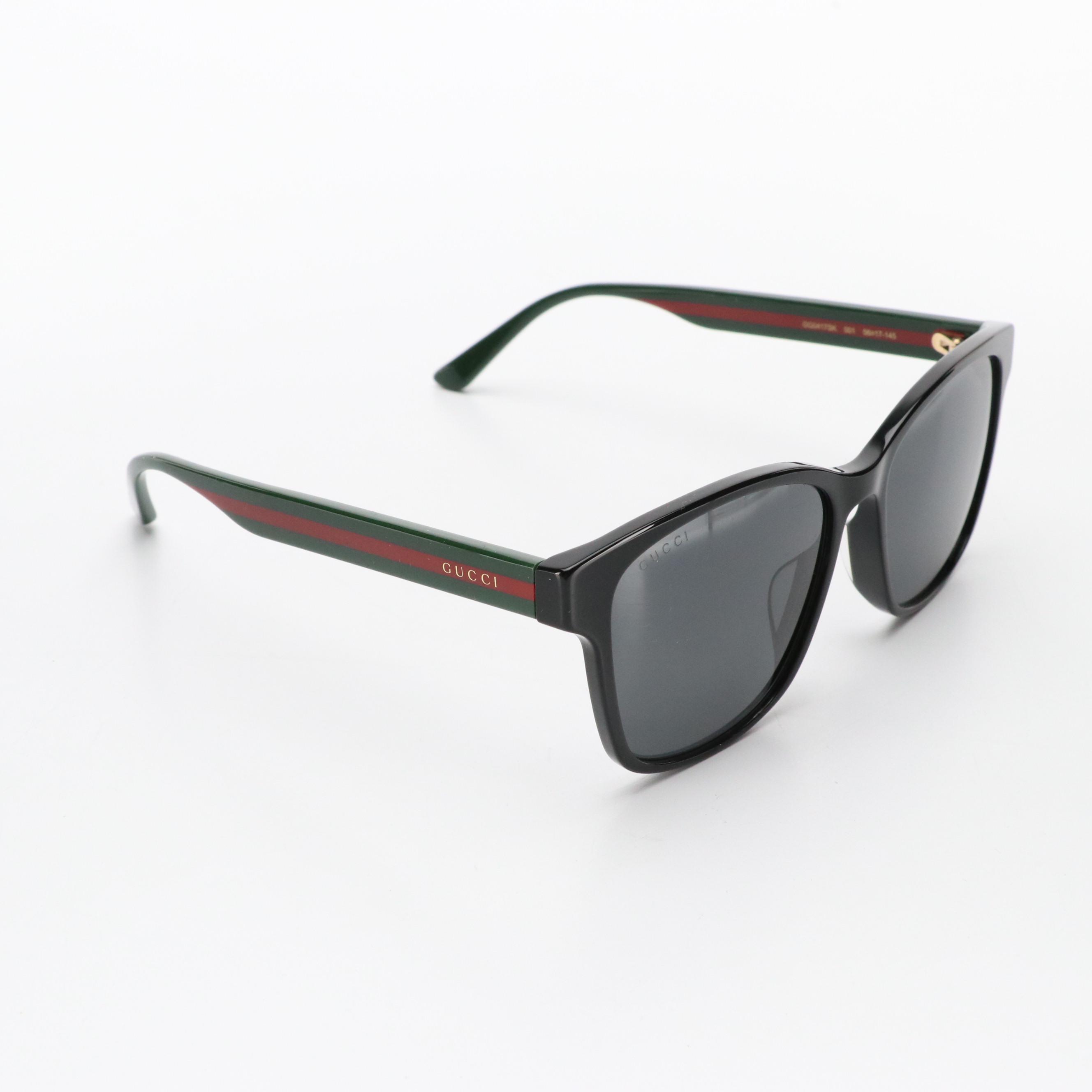 Gucci GG0417SK Web Stripe Square Sunglasses with Case