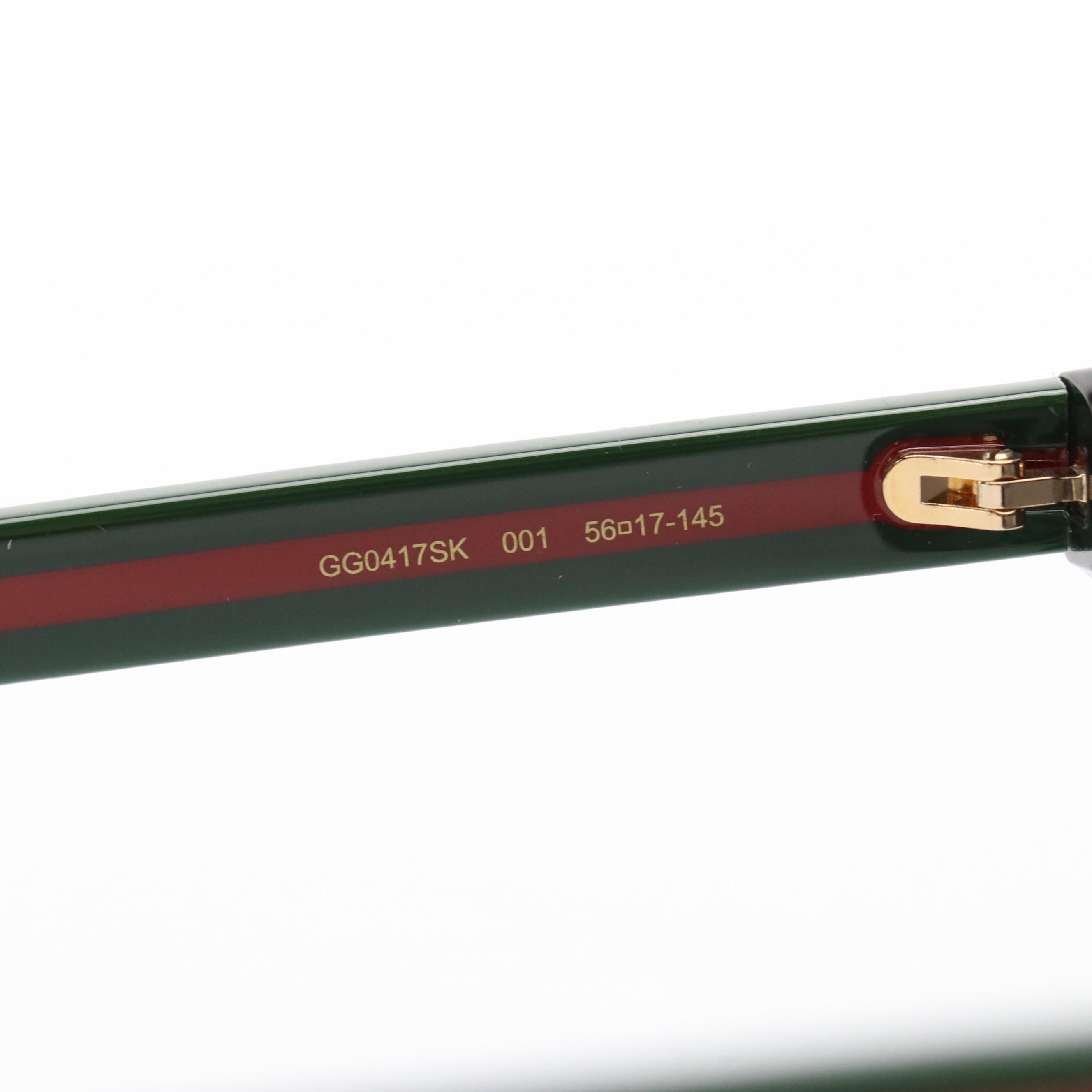 Gucci GG0417SK Web Stripe Square Sunglasses with Case