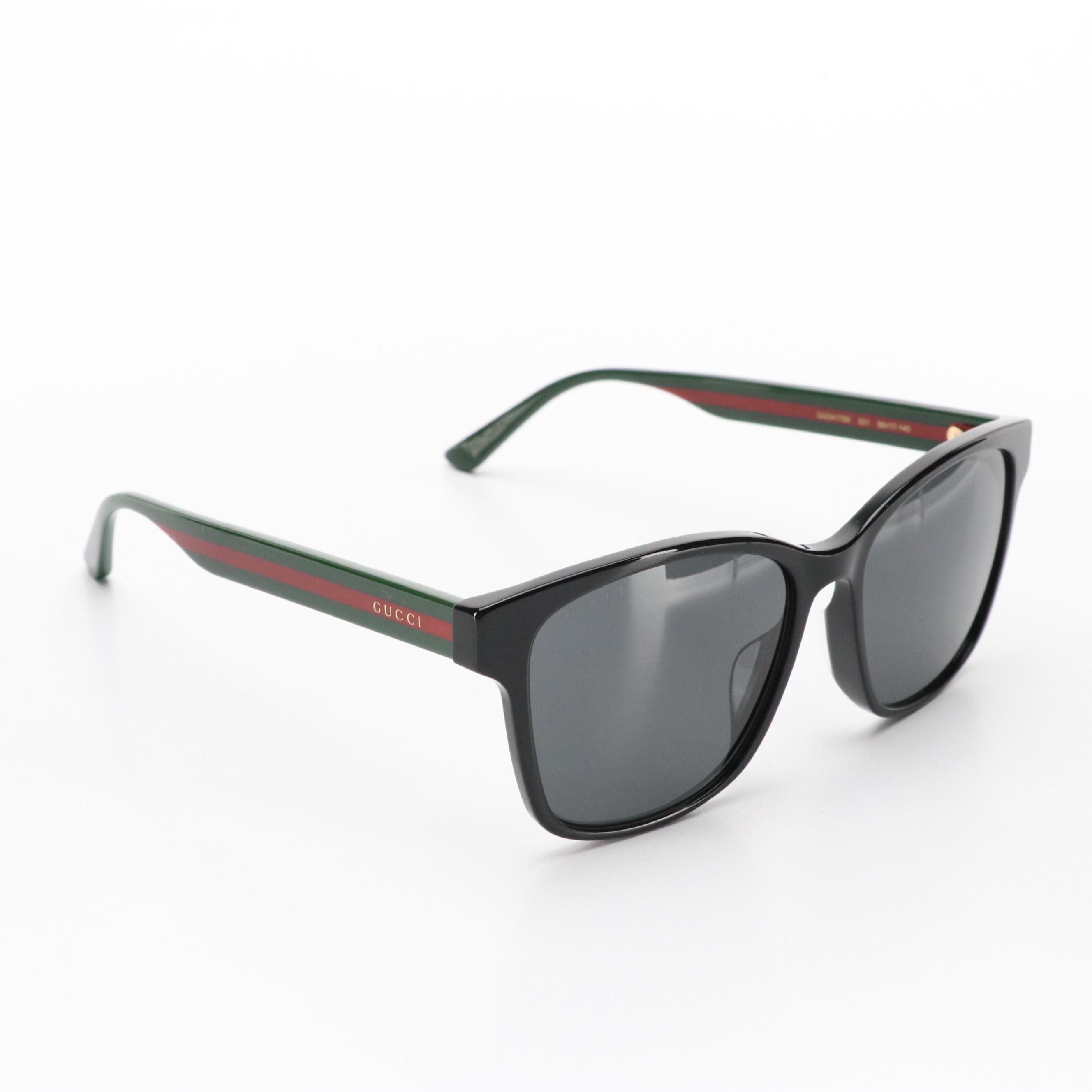 Gucci GG0417SK Web Stripe Square Sunglasses with Case