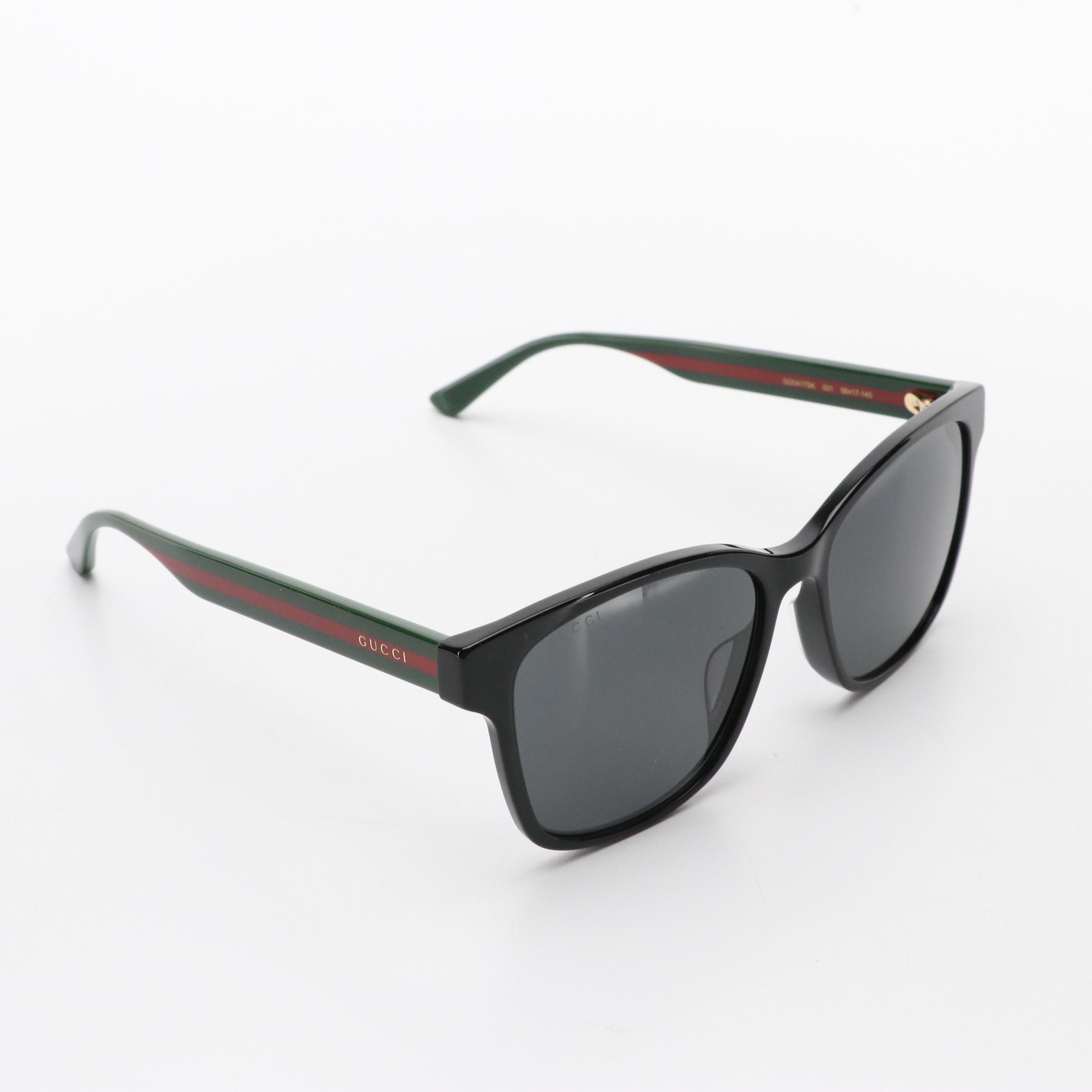 Gucci GG0417SK Web Stripe Square Sunglasses with Case