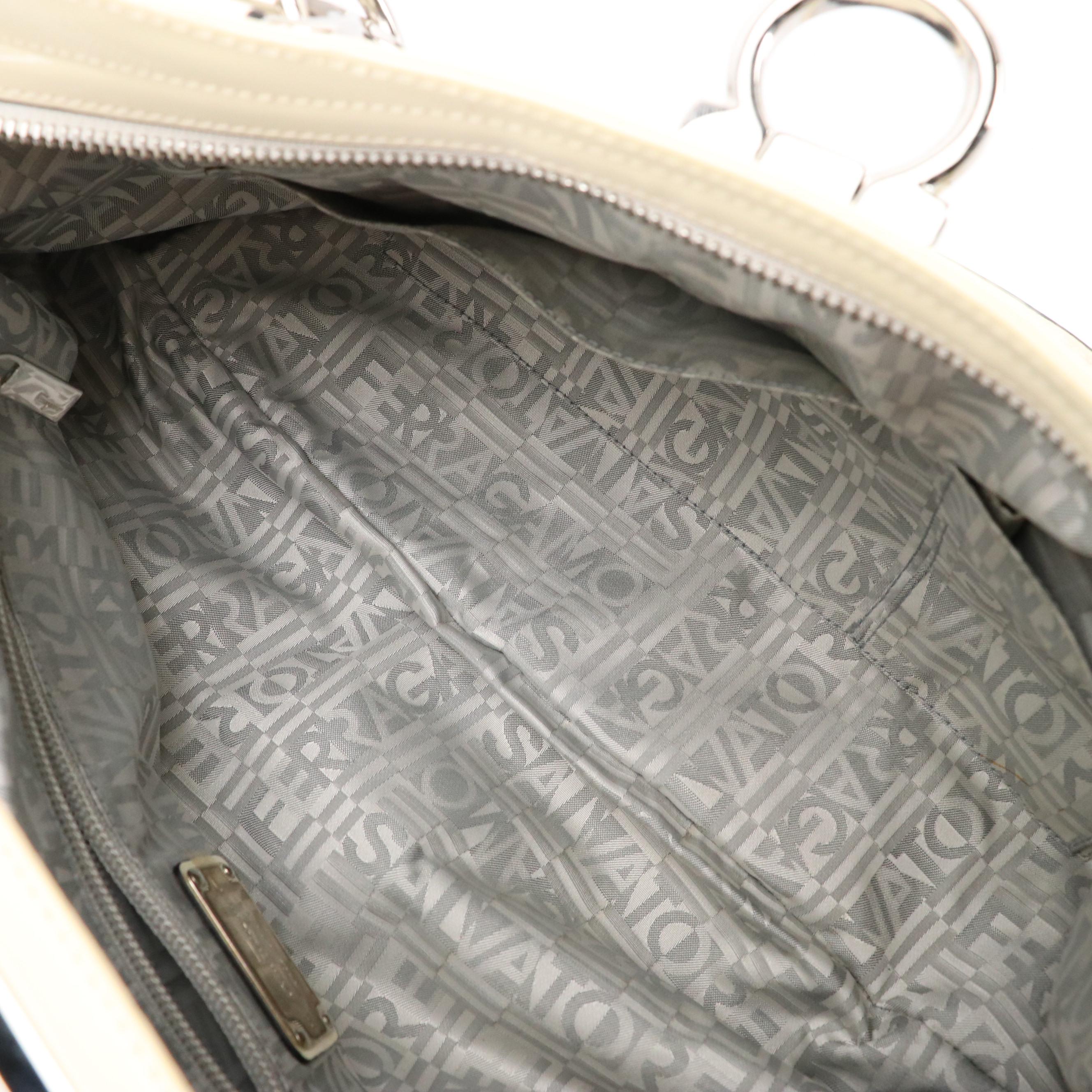 Salvatore Ferragamo Marisa Gancini Shoulder Bag in Denim & White Patent Leather