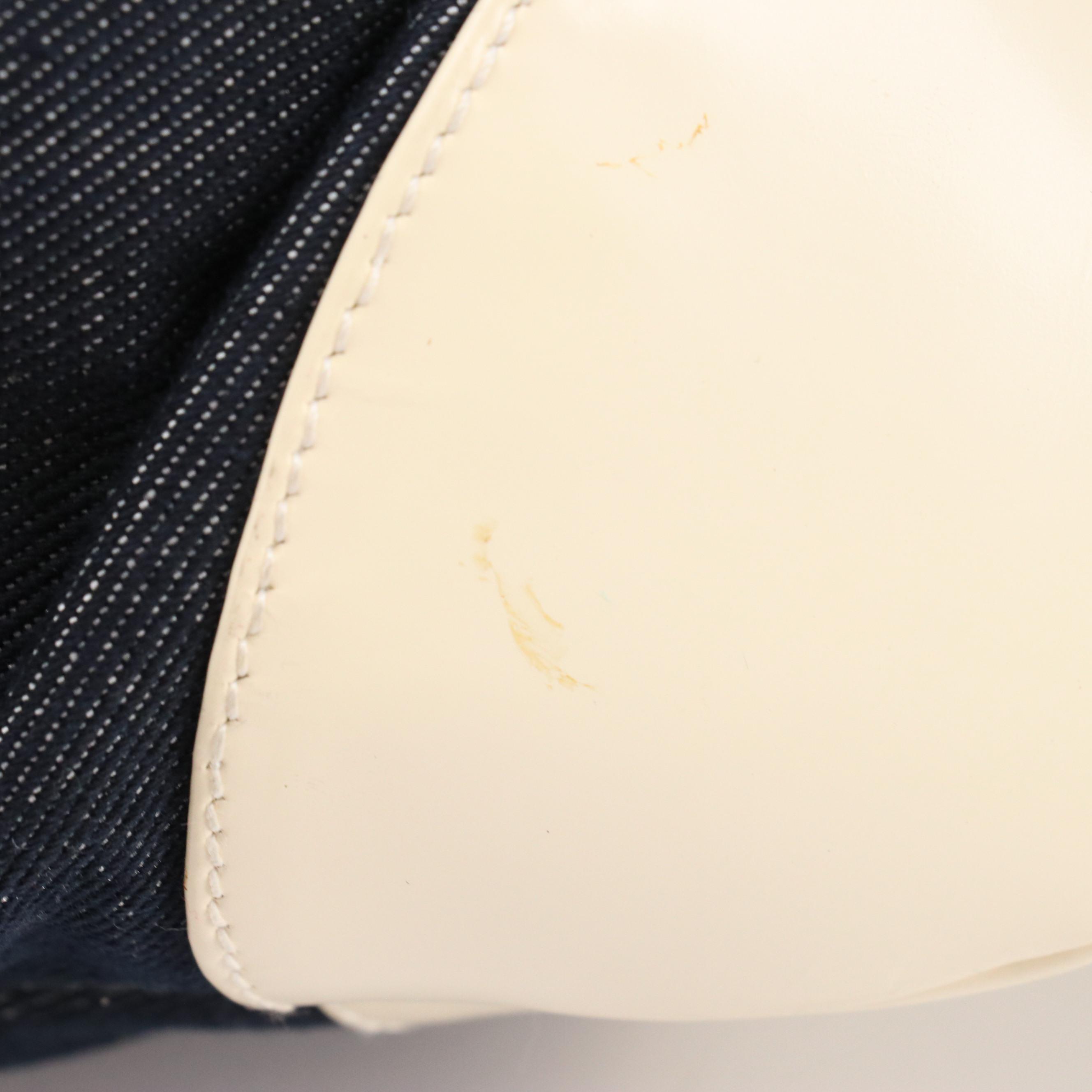 Salvatore Ferragamo Marisa Gancini Shoulder Bag in Denim & White Patent Leather