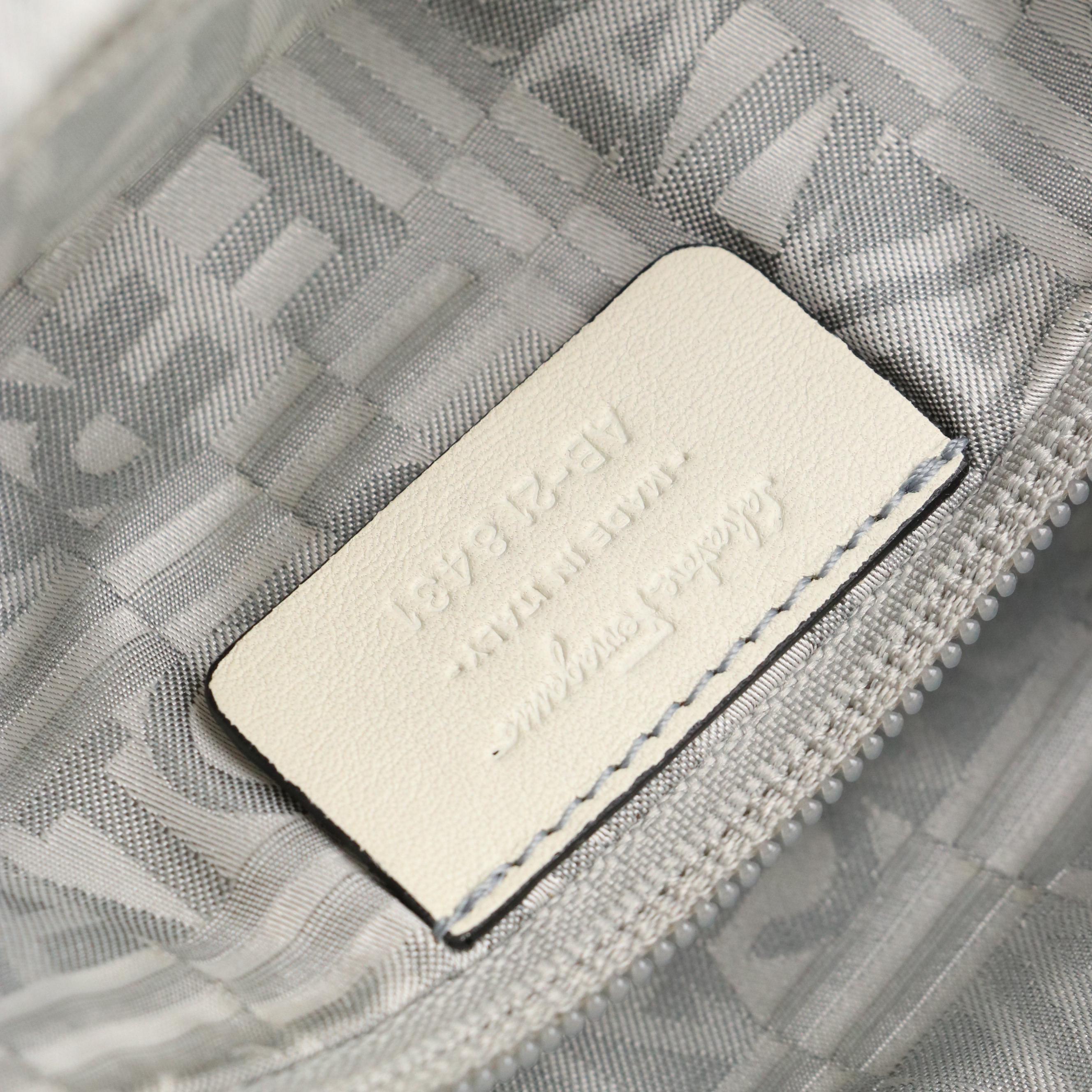 Salvatore Ferragamo Marisa Gancini Shoulder Bag in Denim & White Patent Leather