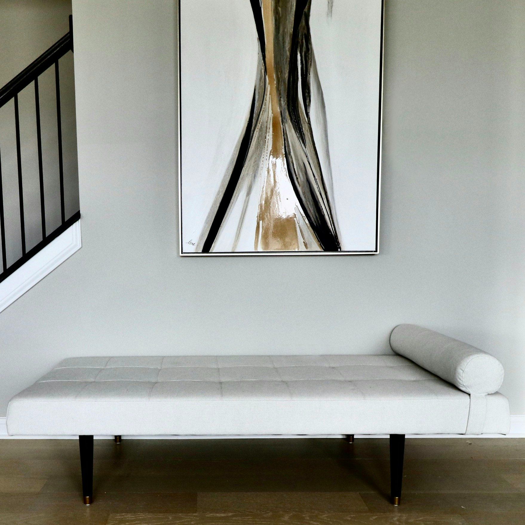 Mid Century Modern Style Upholstered Chaise Lounge with Bolster