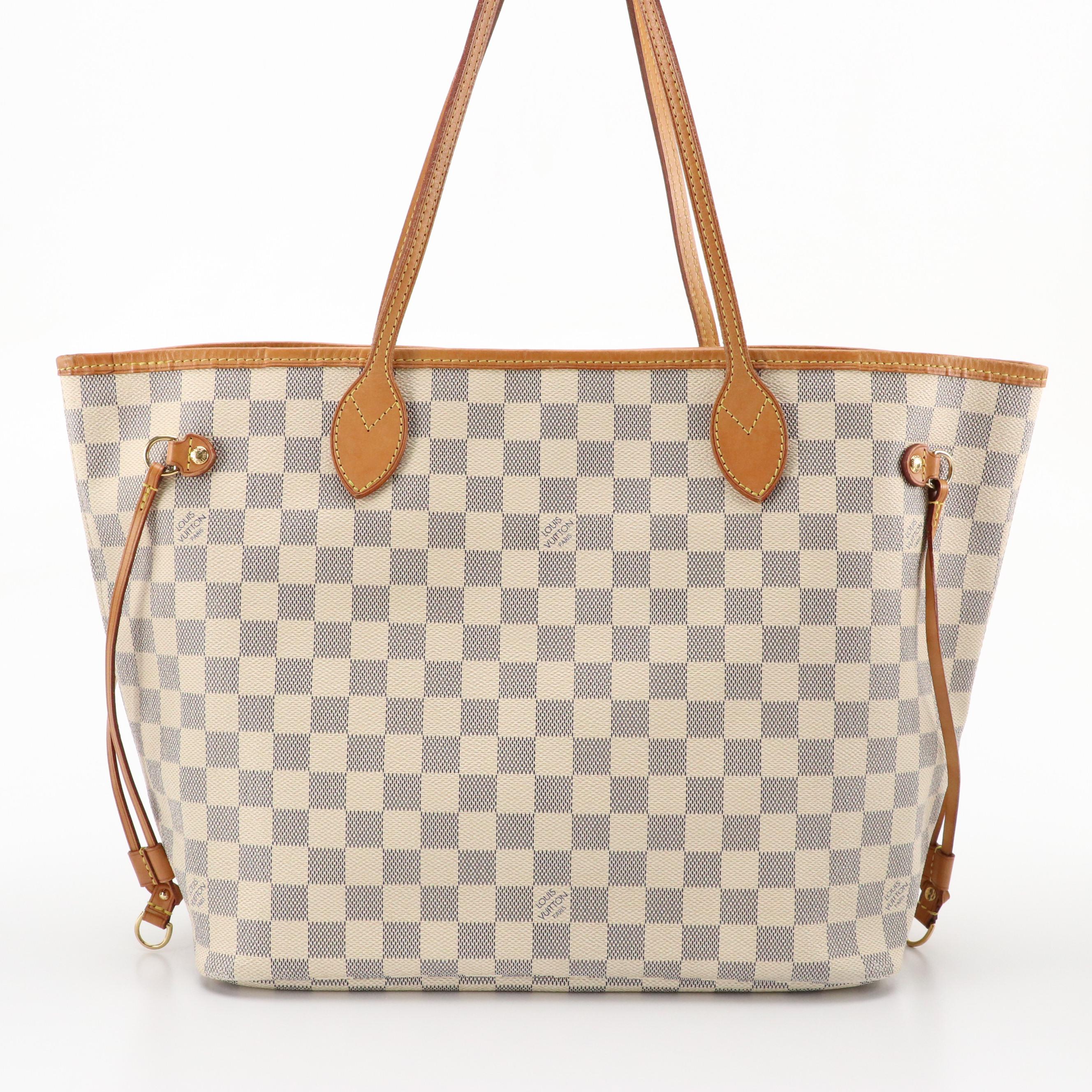 Louis Vuitton Neverfull MM Tote in Damier Azur Canvas and Leather