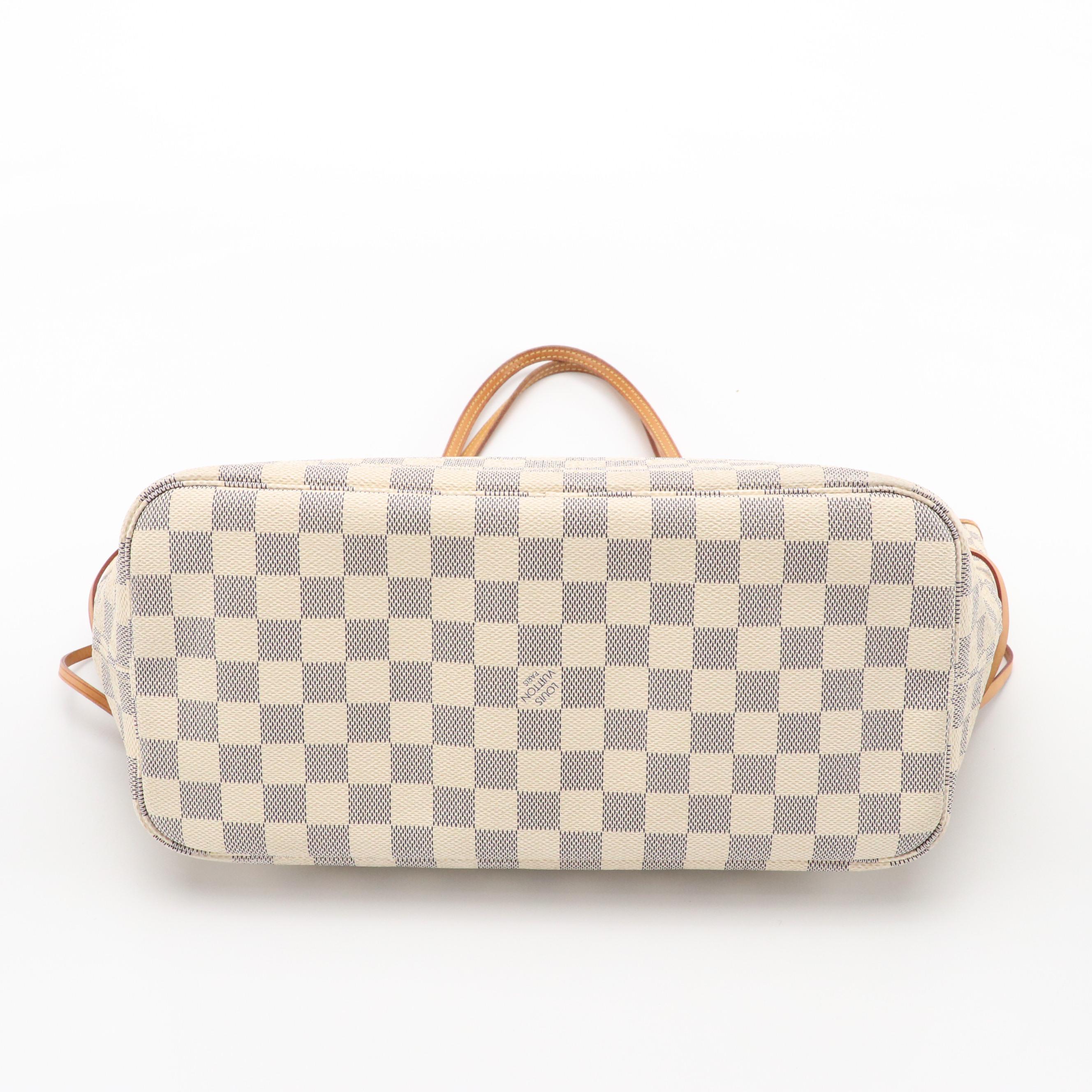 Louis Vuitton Neverfull MM Tote in Damier Azur Canvas and Leather