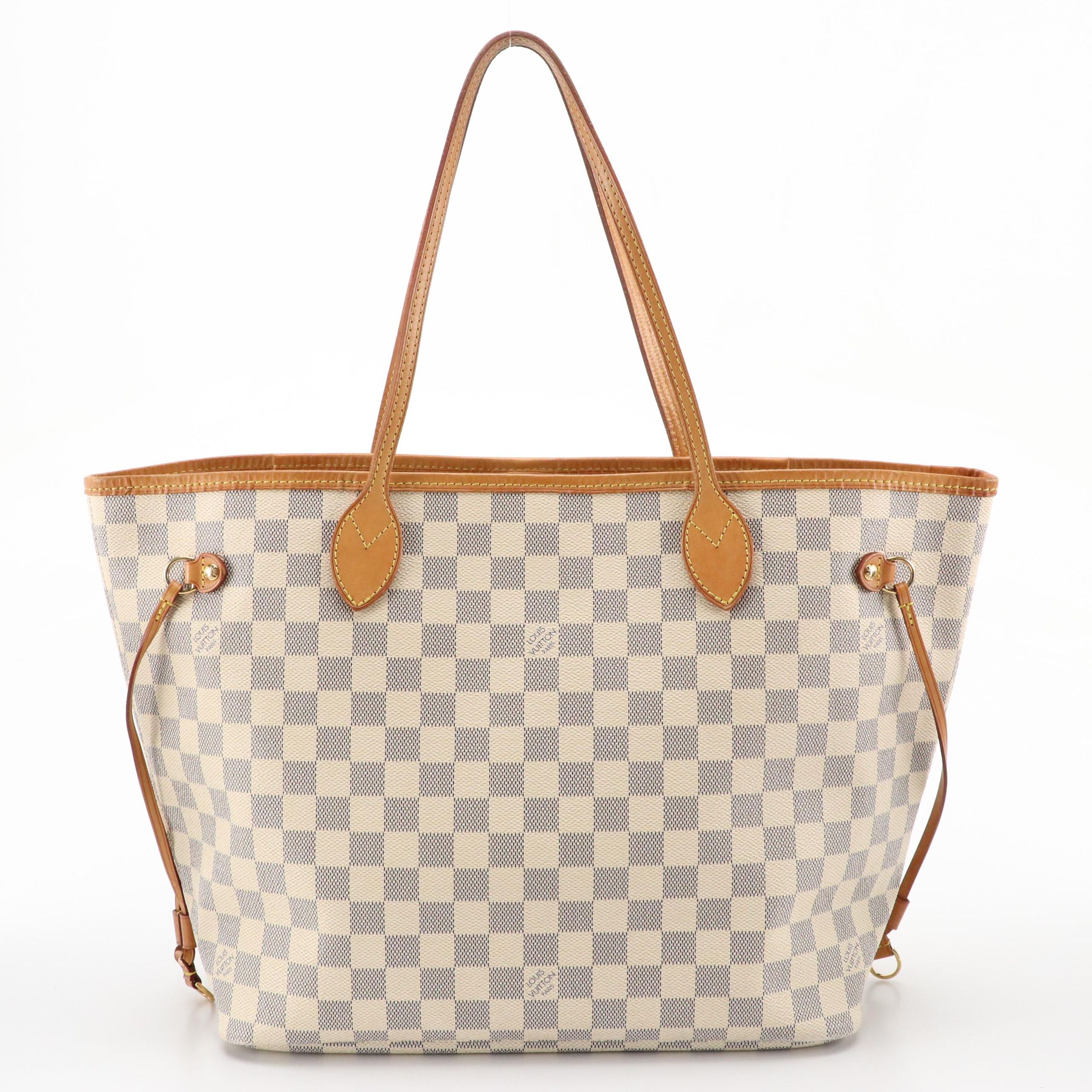 Louis Vuitton Neverfull MM Tote in Damier Azur Canvas and Leather